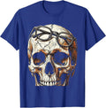 Elder Emo Skull With Reading Glasses Design T-Shirt - Royal Blue