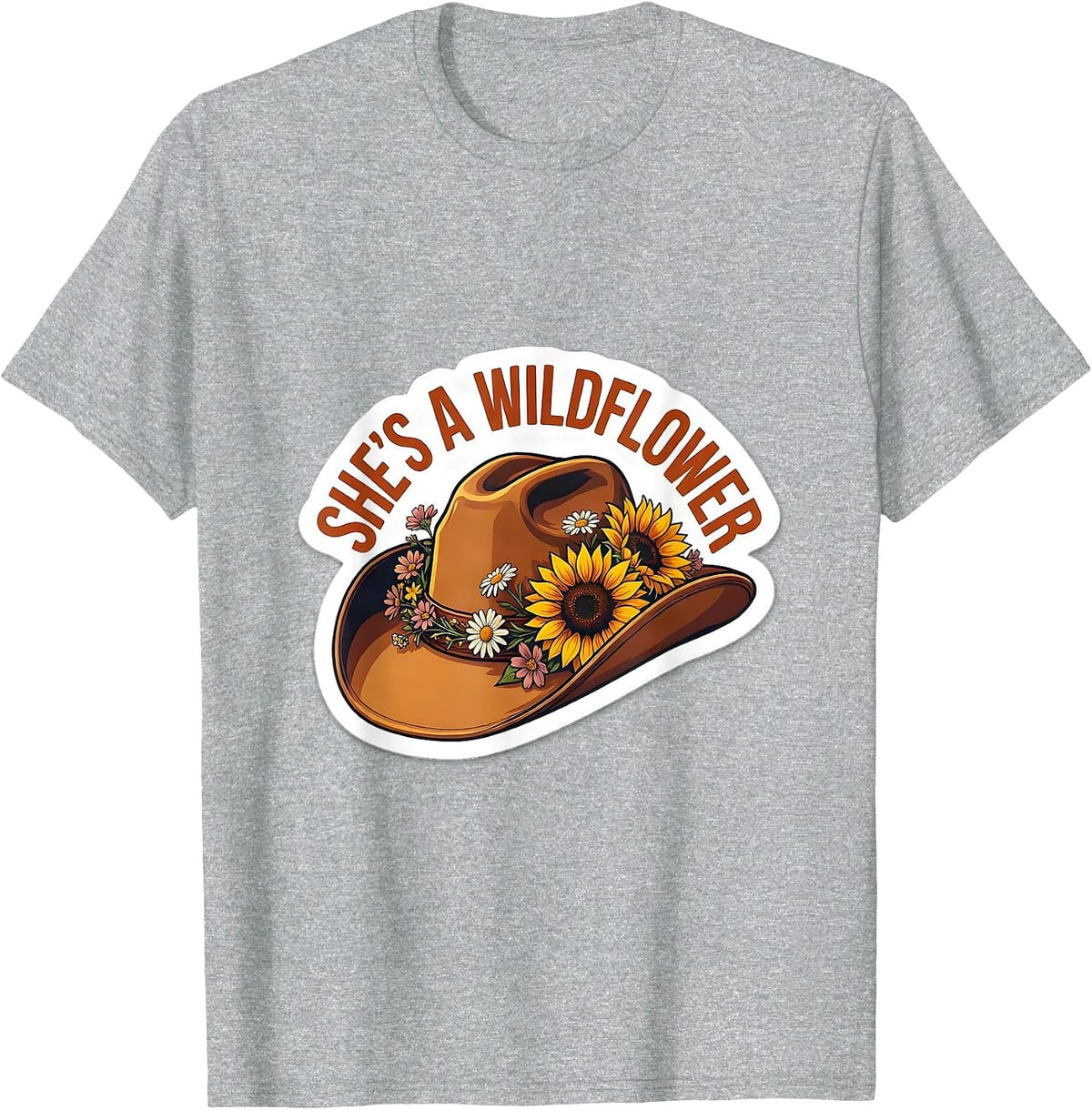 Men's She's a Wildflower Western Boho Design T-Shirt - Heather Grey