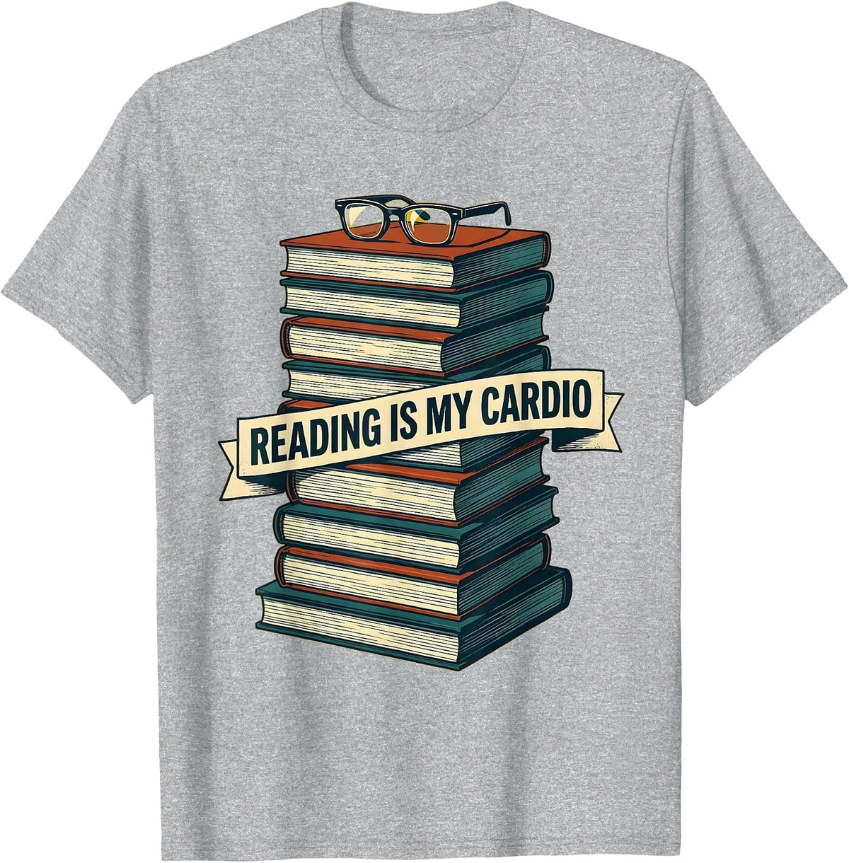 Men's Reading Is My Cardio English Teacher Design T-Shirt - Heather Grey