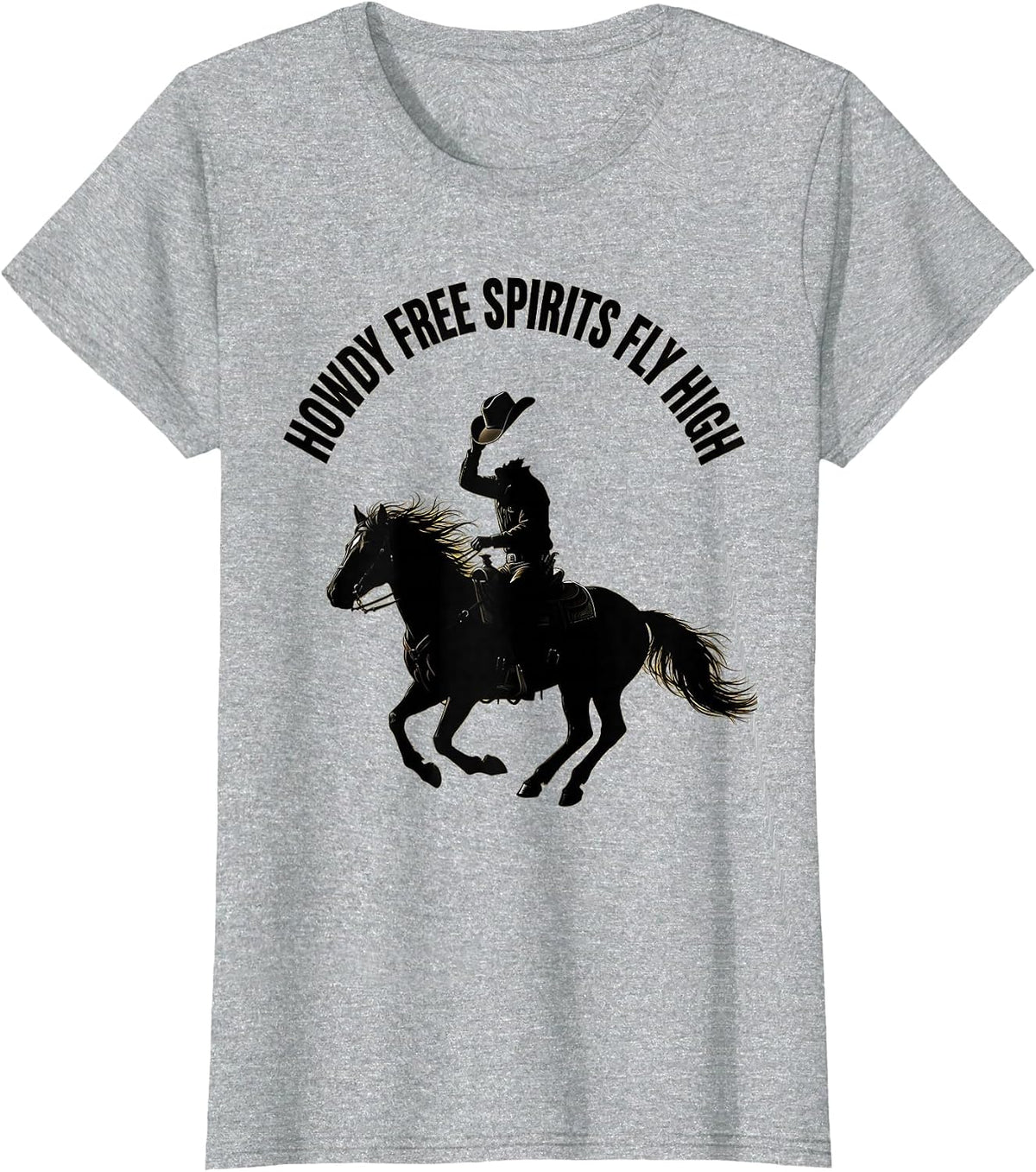 Howdy Free Spirits Fly High Western Boho Design T-Shirt - Heather Grey