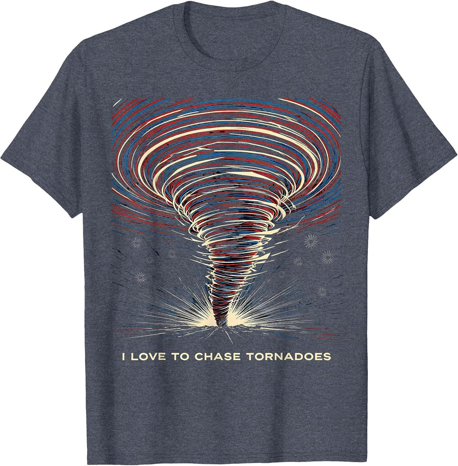 I Love to Chase Tornadoes Futurist Dynamism Storm Chaser T-Shirt - Heather Blue