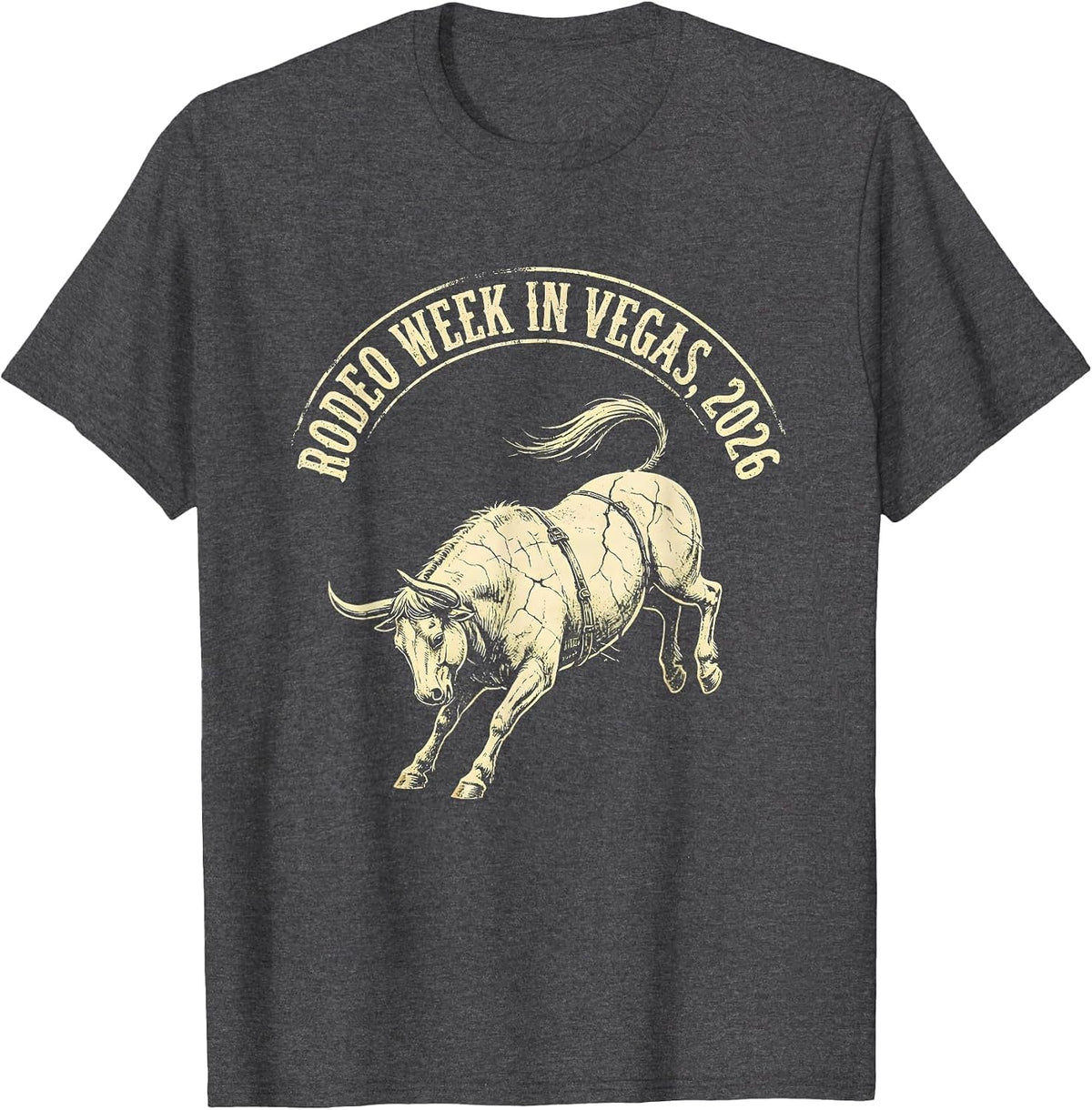 Rodeo Week In Vegas 2026 Boho Western Monochrome Group Trip T-Shirt - Dark Heather Grey