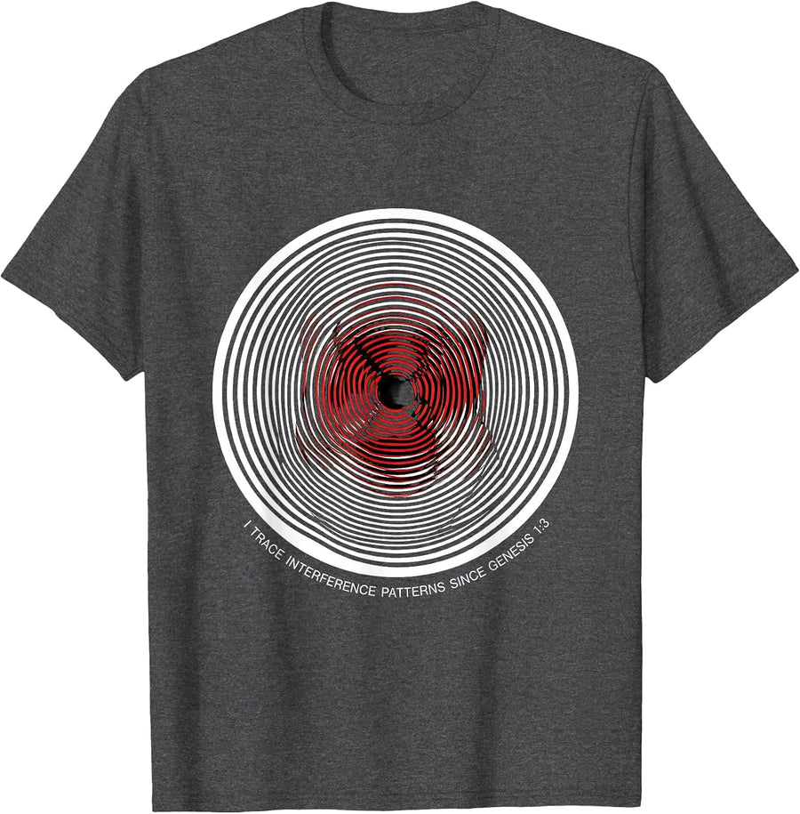 Men's I Trace Interference Patterns Since Genesis 1:3 Physics T-Shirt - Dark Heather Grey