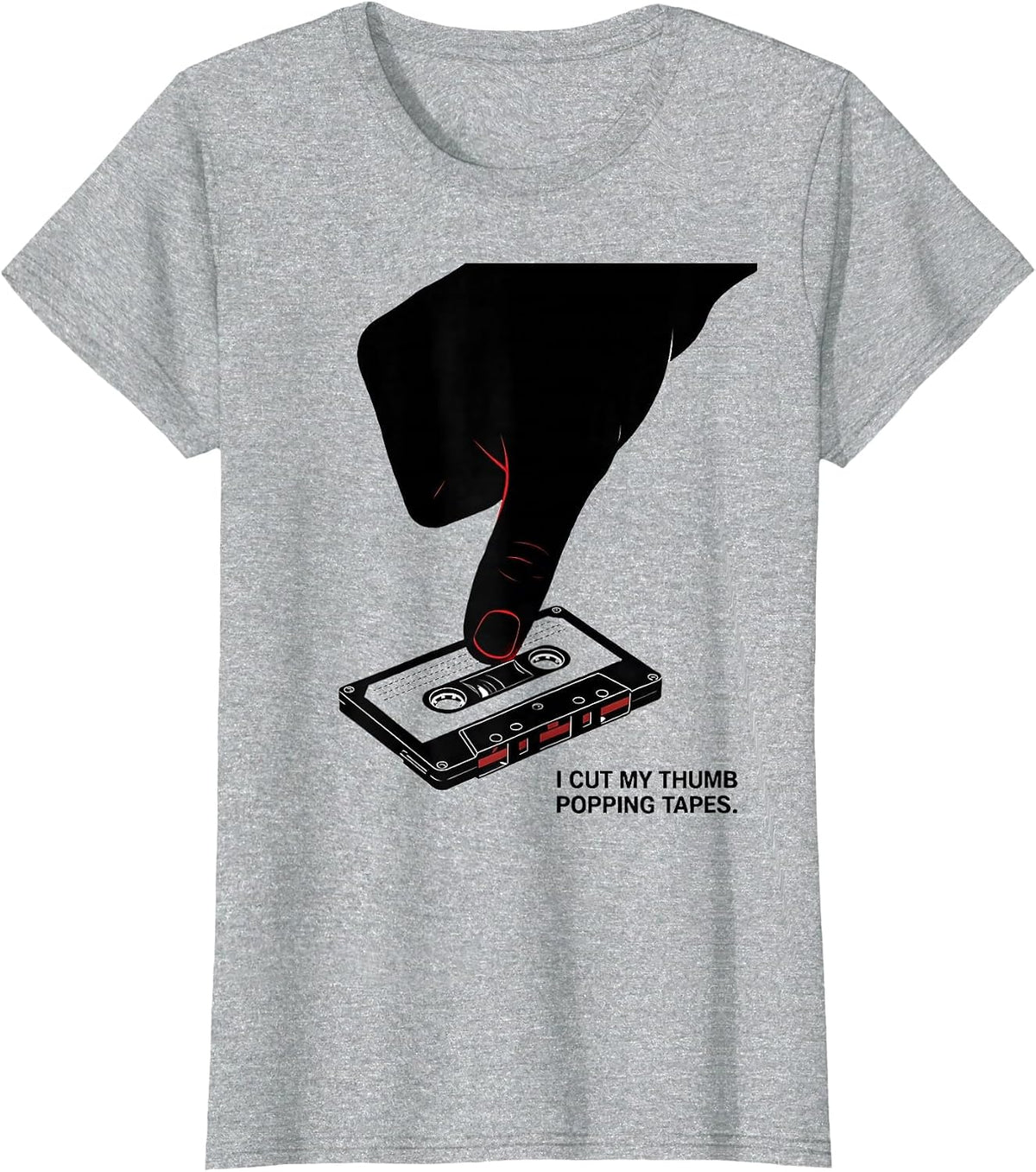 Women's I Cut My Thumb Popping Tapes Vintage 90s Hip Hop Lyric T-Shirt - Heather Grey