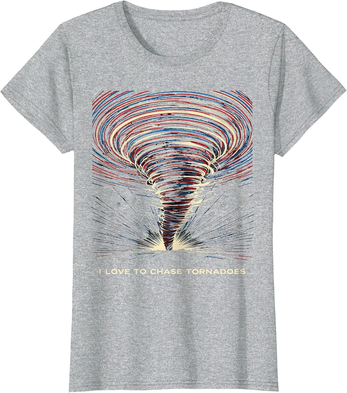 I Love to Chase Tornadoes Futurist Dynamism Storm Chaser T-Shirt - Heather Grey