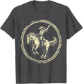 Men's Cowgirl Bucking Bronco Rodeo Rider Illustration T-Shirt - Dark Heather Grey