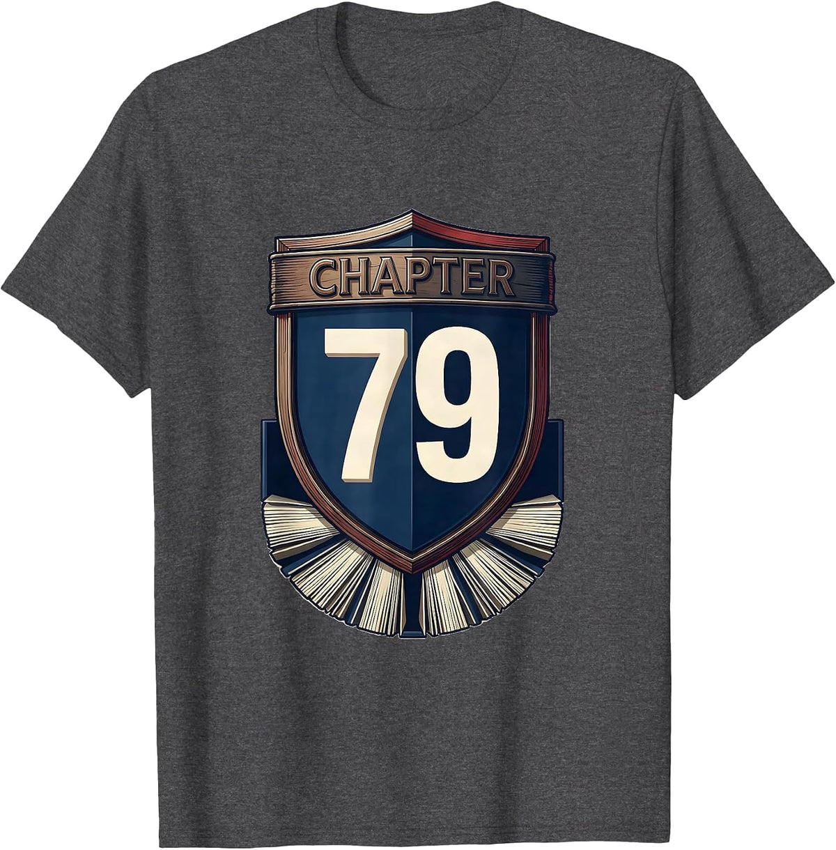 Men's Chapter 79 Bookworm Milestone Age Birthday Gift T-Shirt - Dark Heather Grey