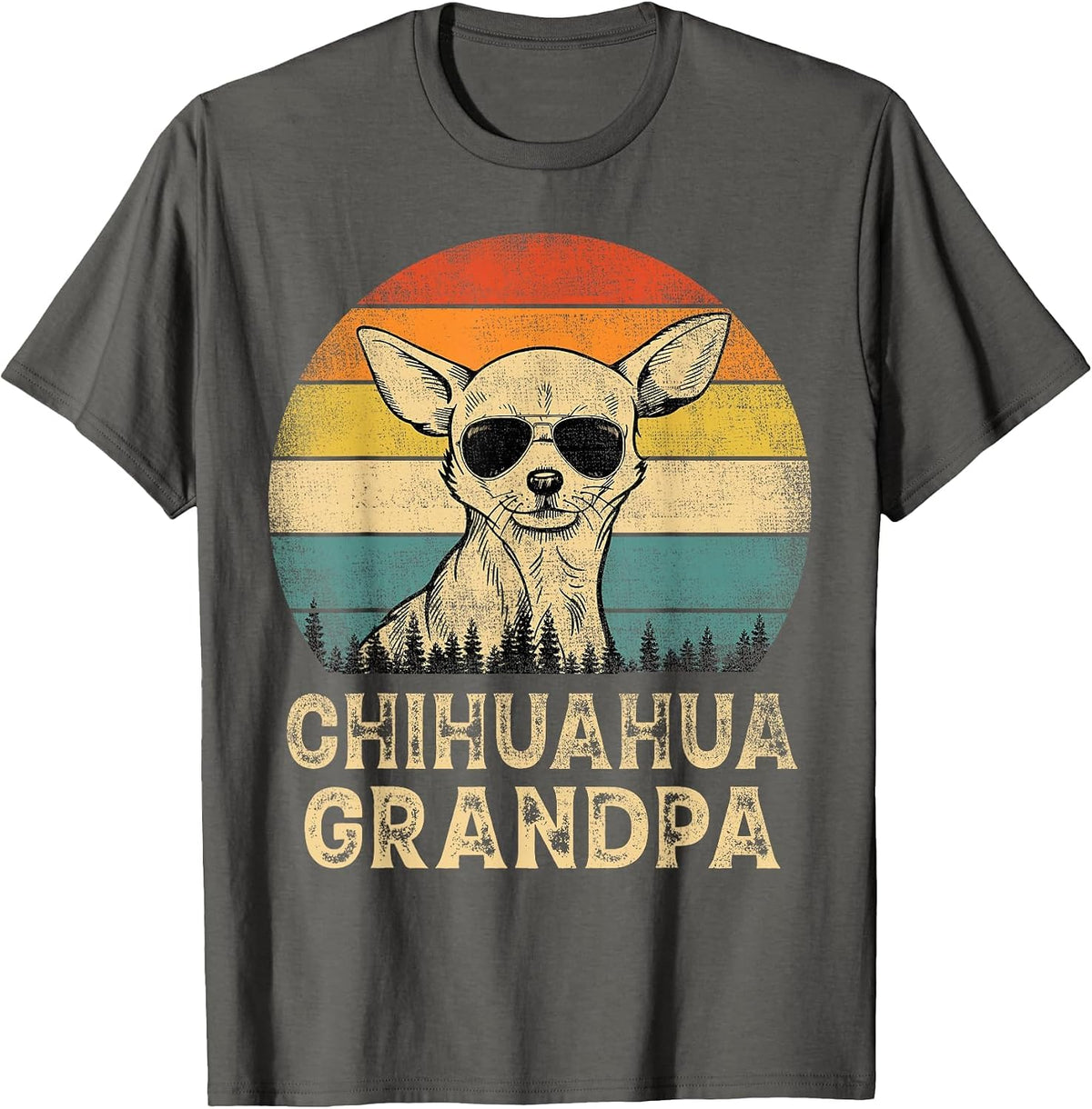 Vintage Chihuahua Grandpa Dog Lovers Father's Day T-Shirt - Asphalt Grey