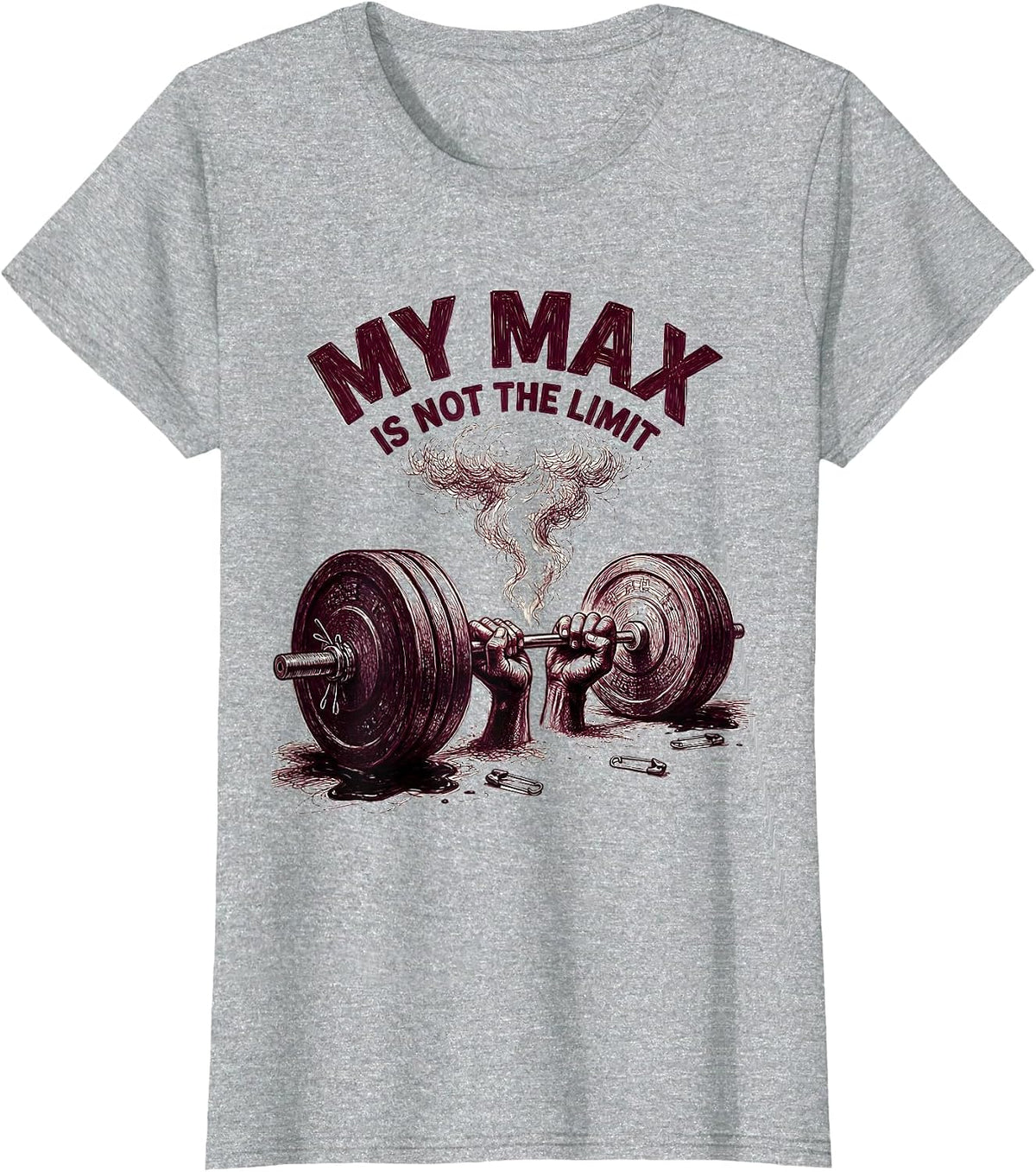 My Max Is Not The Limit Faith Fitness Funny Gym Design T-Shirt - Heather Grey
