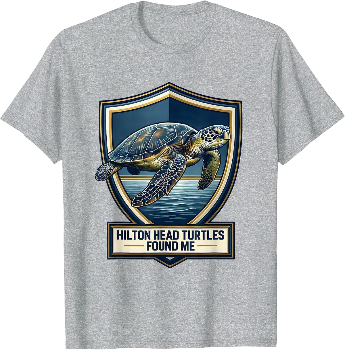 Men's Hilton Head Turtles Found Me Emblem Sea Turtle Lover Coastal T-Shirt - Heather Grey
