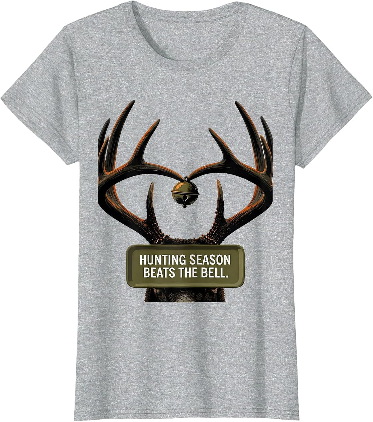 Women's Hunting Season Beats The Bell Funny Deer Hunting Camo Dad T-Shirt - Heather Grey
