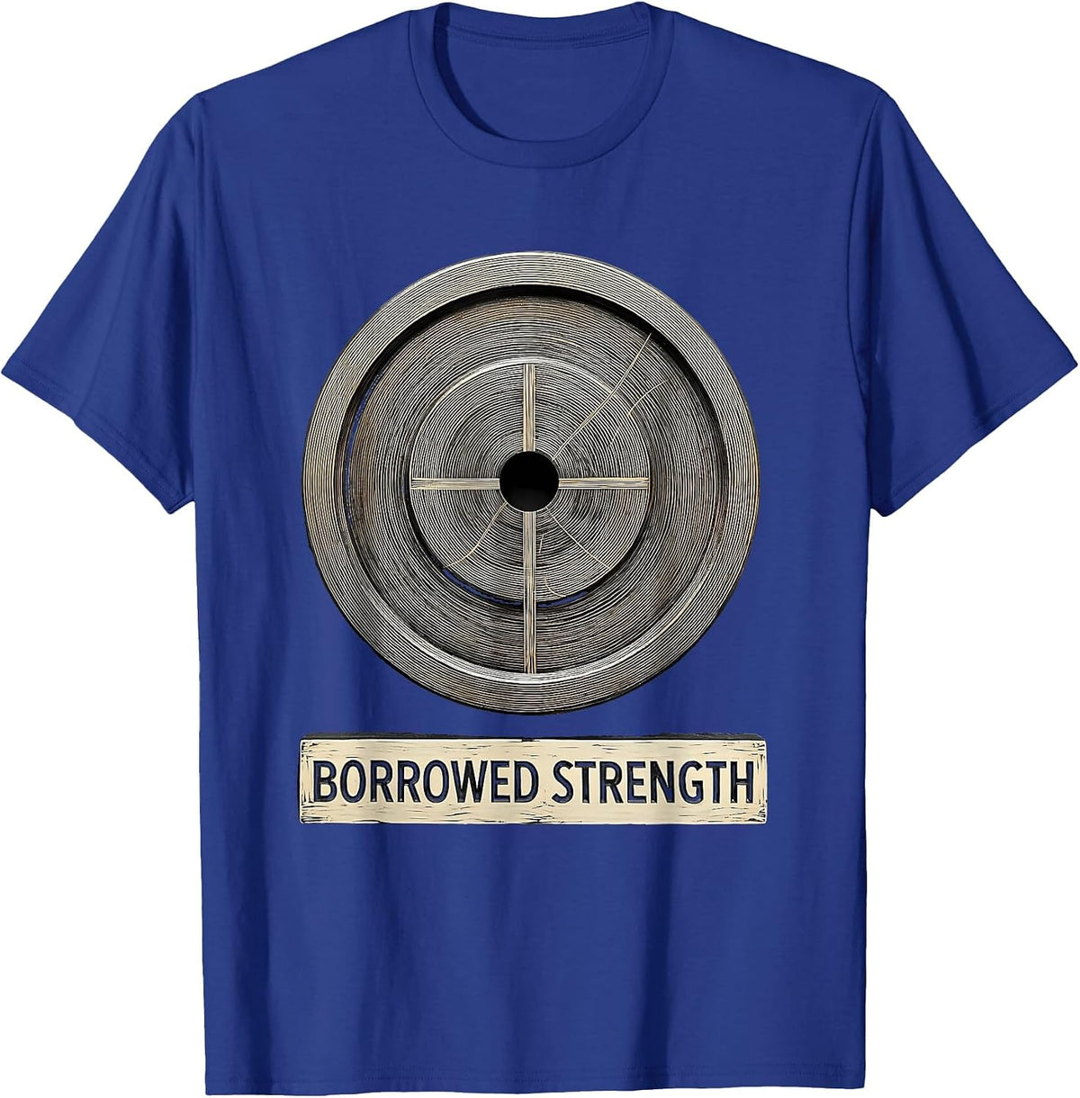 Borrowed Strength Faith Fitness Humor Christian Gym T-Shirt - Royal Blue