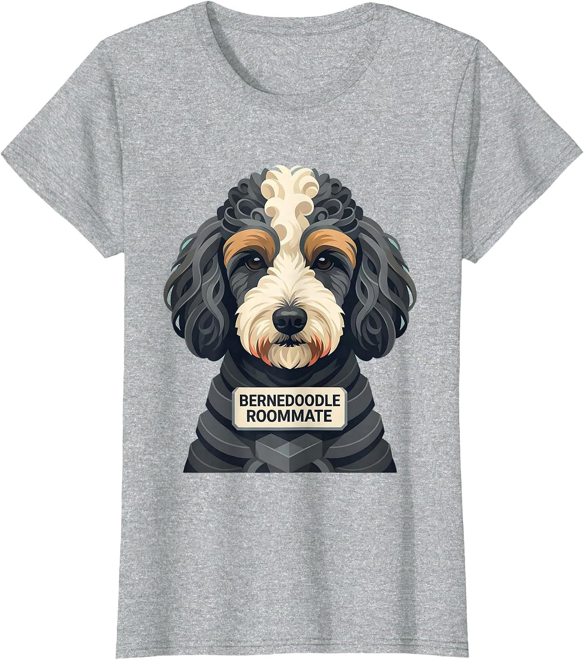 Women's Bernedoodle Roommate Funny Dog Mom Dad Doodle Lover Gift T-Shirt - Heather Grey