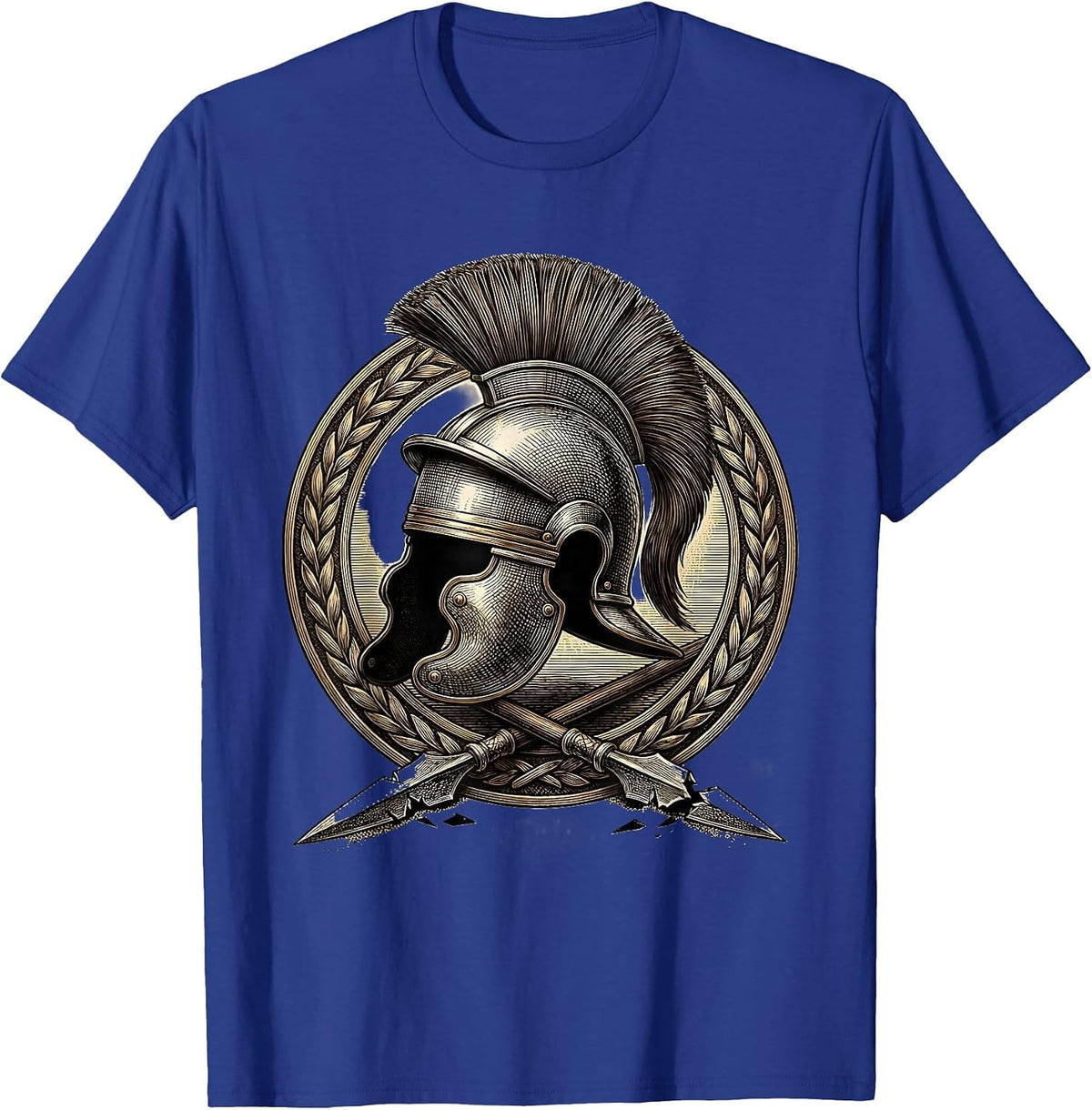 Roman Soldier Helmet Shattered Spear Jesus Graphic T-Shirt - Royal Blue