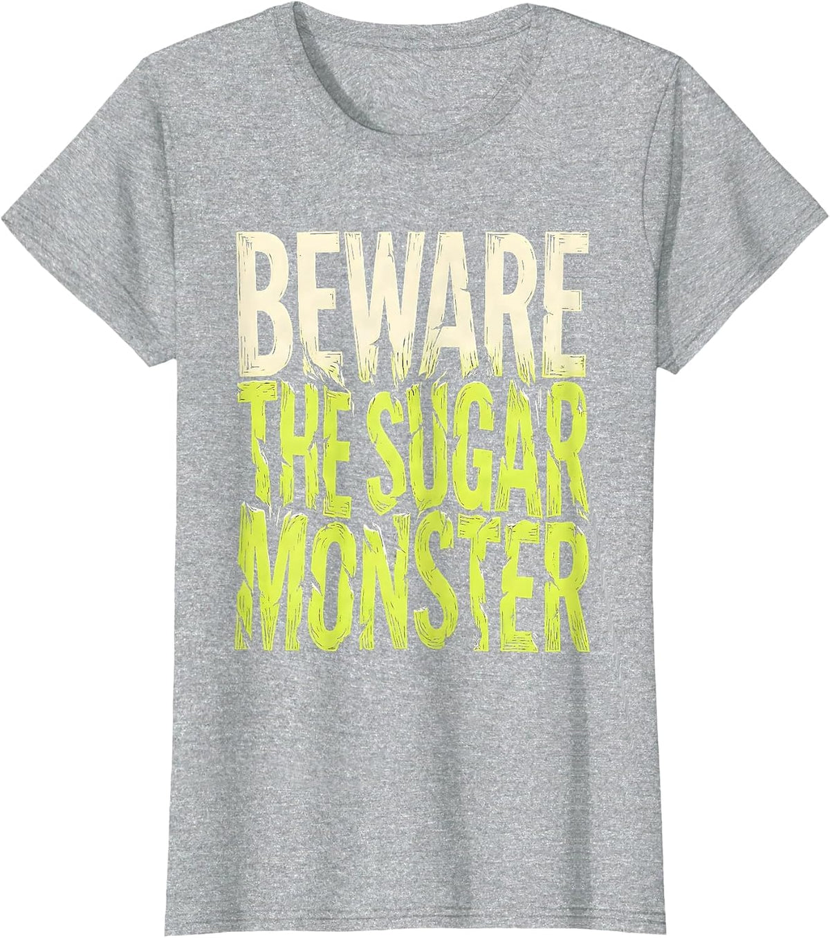 Beware the Sugar Monster Dental Halloween Design T-Shirt - Heather Grey