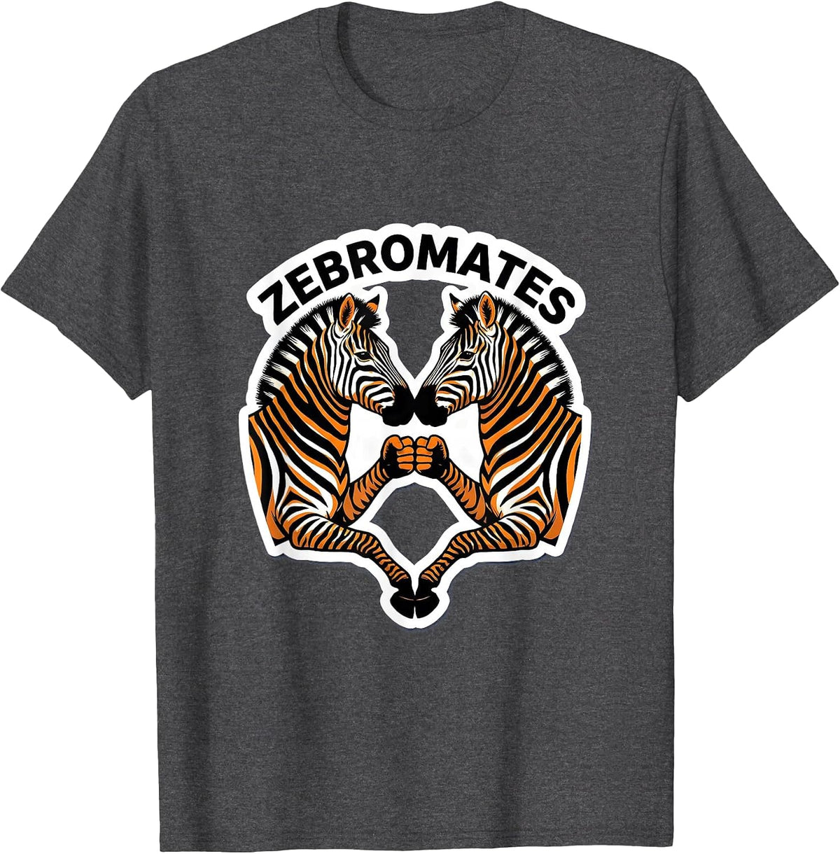 Zebromates Funny Zebra Duo Gym Humor Animal Lover T-Shirt - Dark Heather Grey