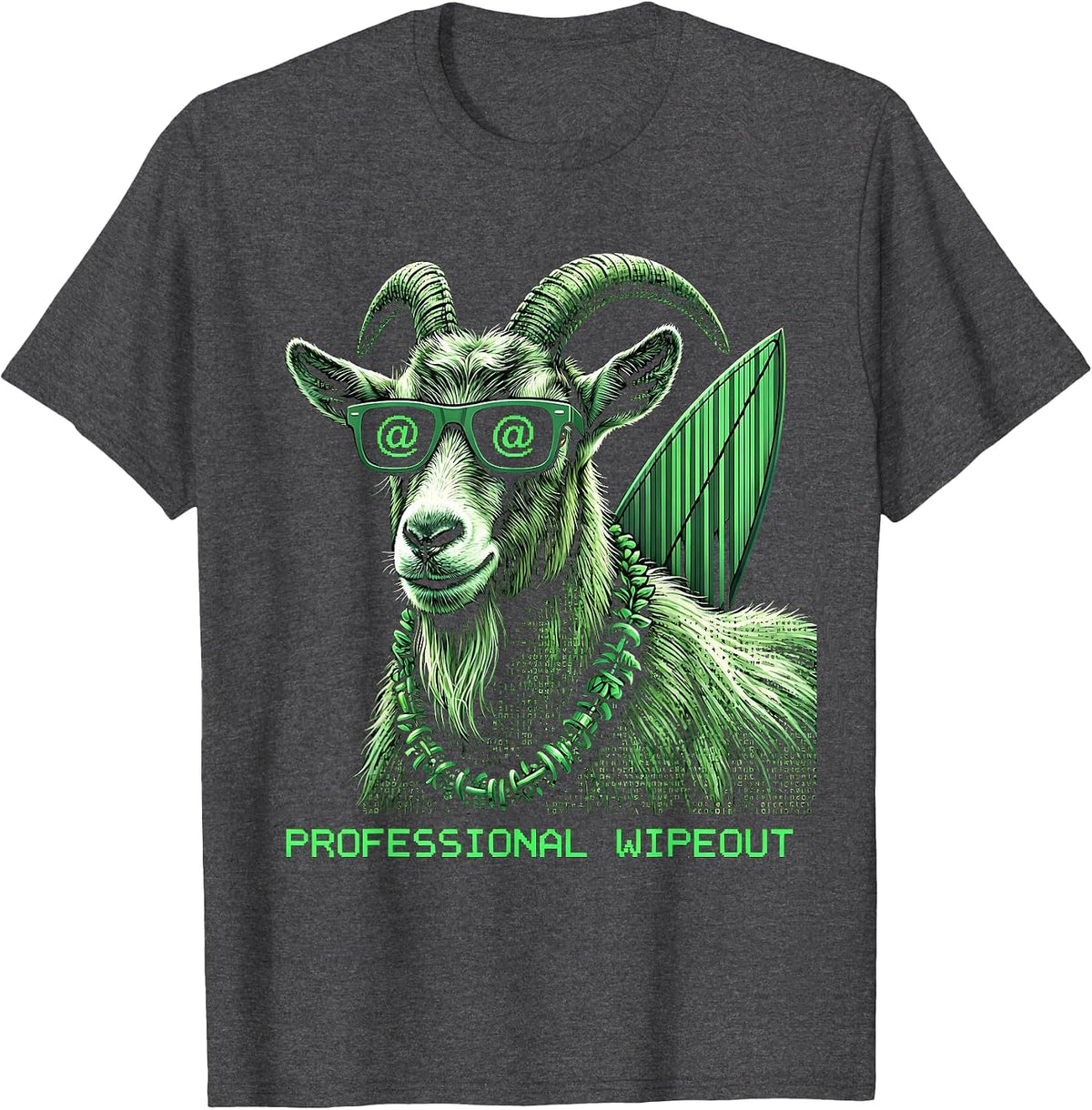 Professional Wipeout Funny Surfing Goat Hawaiian Summer T-Shirt - Dark Heather Grey