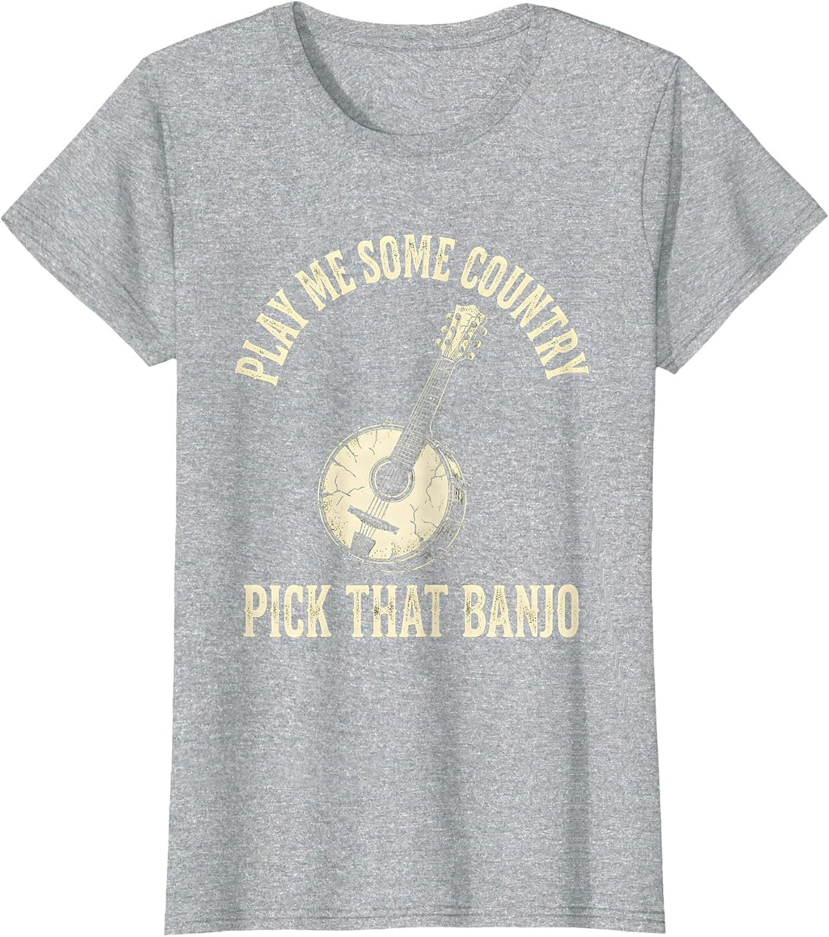 Play Me Some Country Pick That Banjo Boho Western Country T-Shirt - Heather Grey