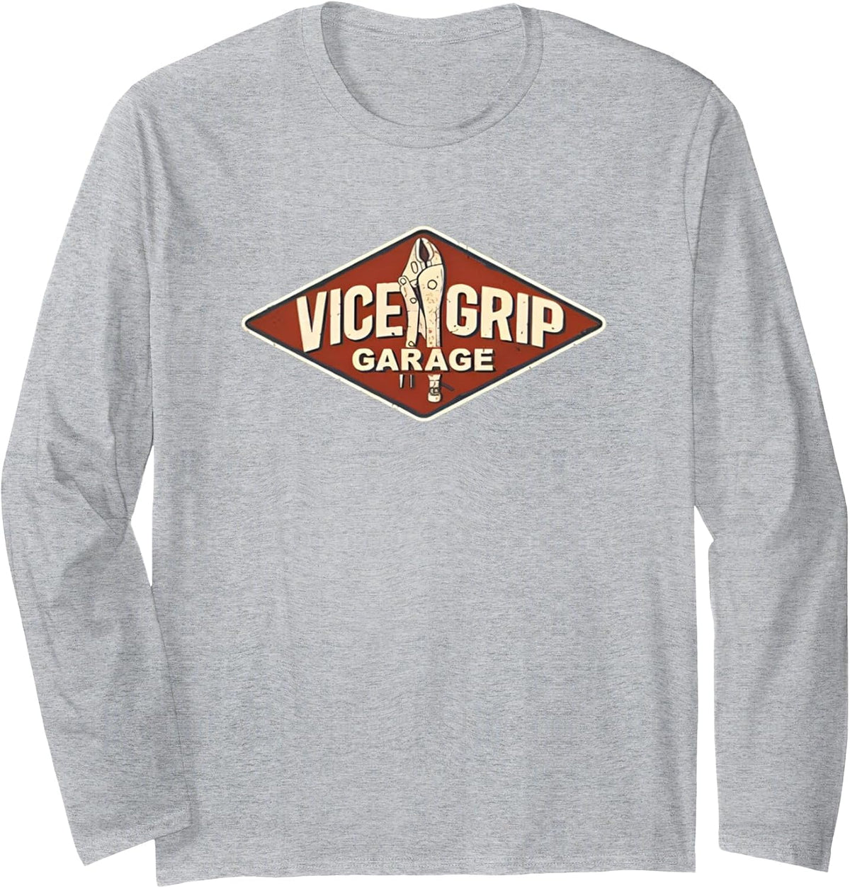 Vice Grip Garage Mechanic Dad Joke Handyman Grandpa Funny Long Sleeve T-Shirt - Adult Unisex Heather Grey