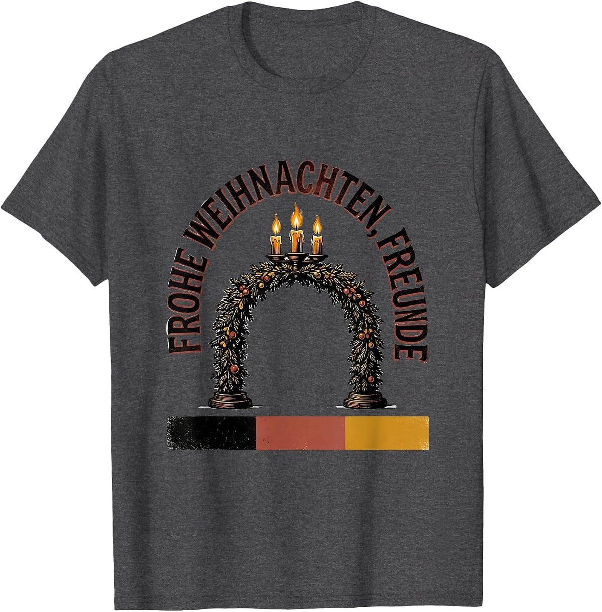 Men's Frohe Weihnachten Freunde Vintage German Heritage Holiday T-Shirt - Dark Heather Grey