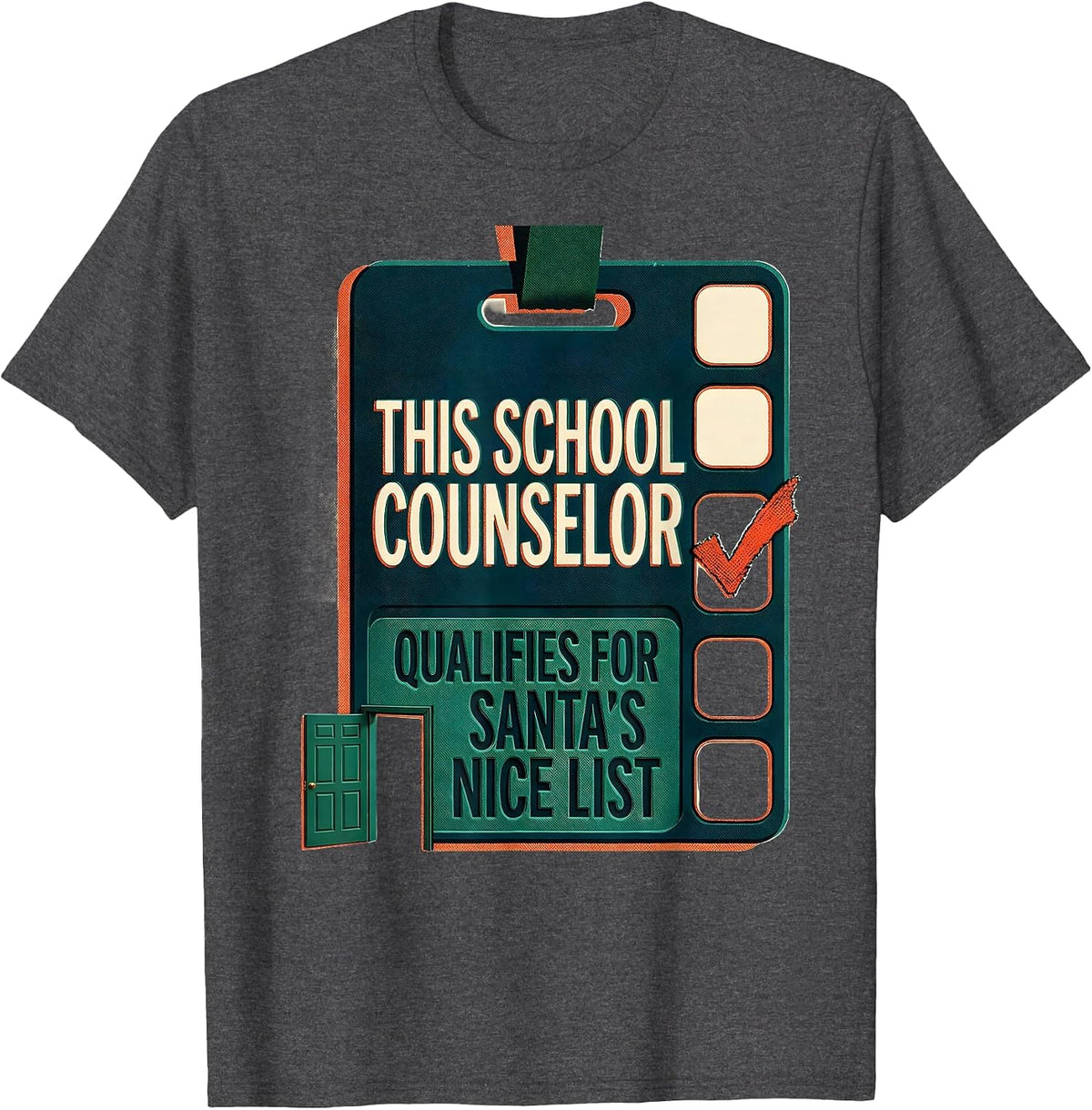 This School Counselor Qualifies For Santa's Nice List T-Shirt - Dark Heather Grey