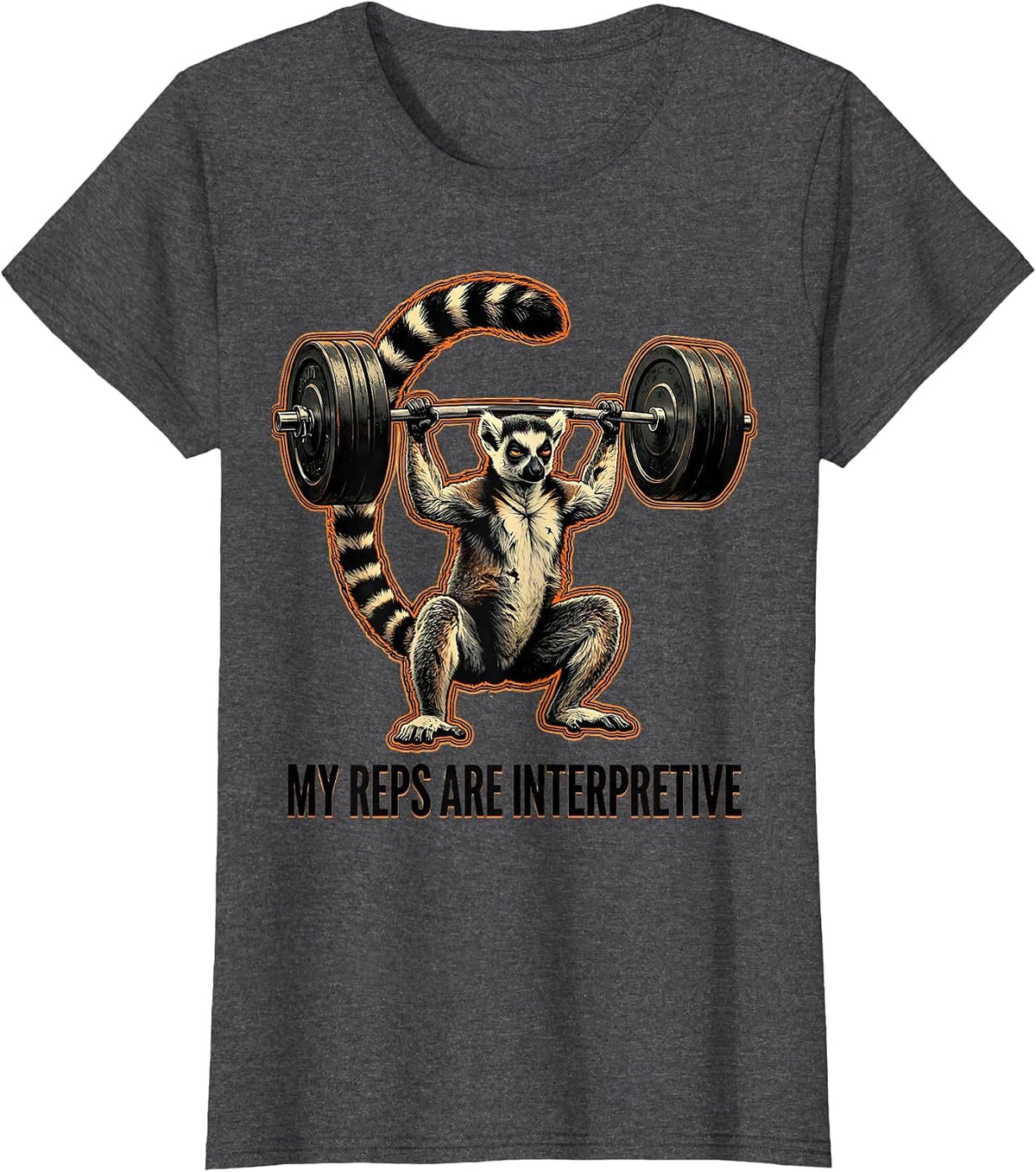 Women's My Reps Are Interpretive Funny Gym Weightlifting Workout T-Shirt - Dark Heather Grey
