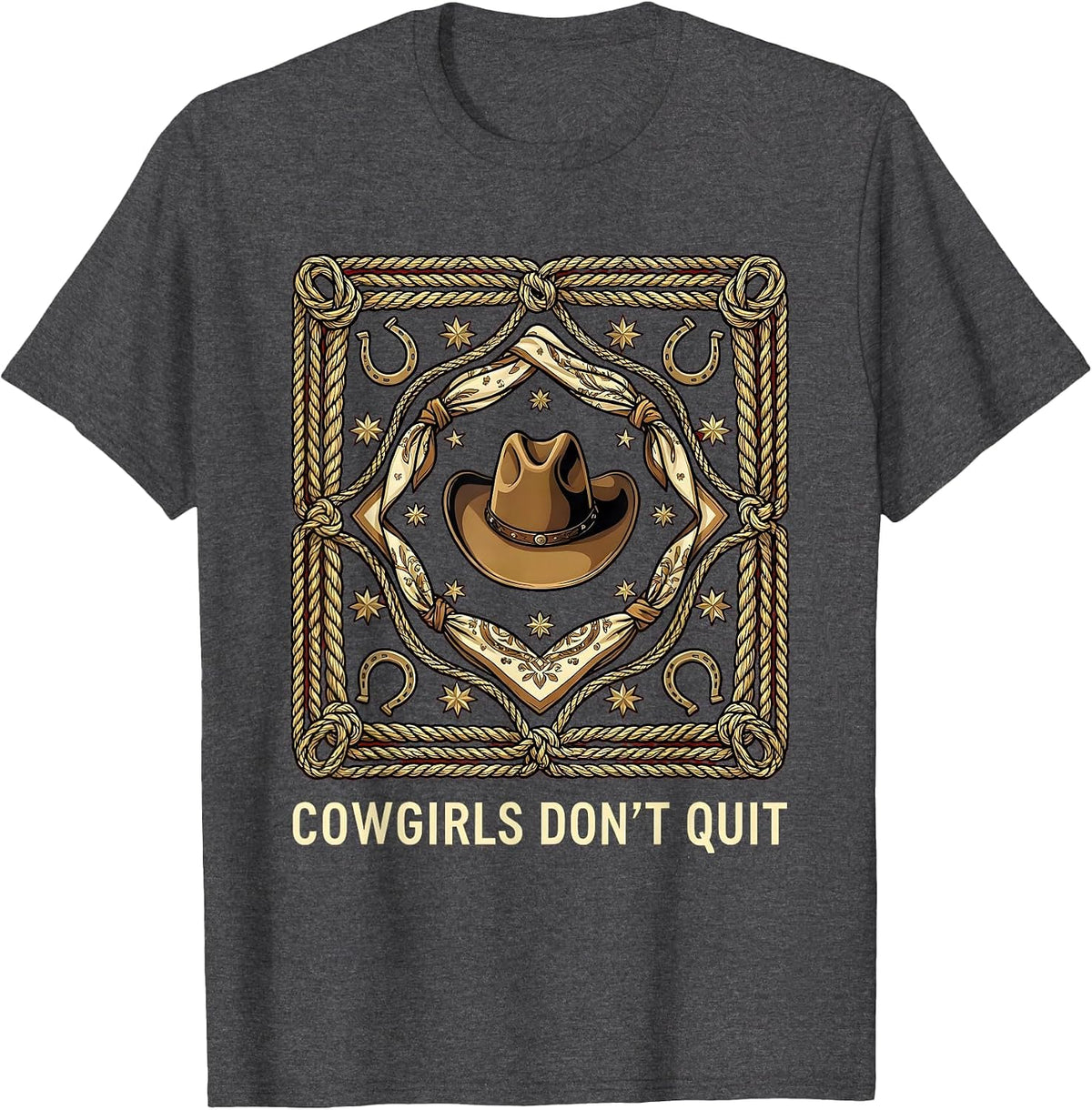 Men's Cowgirls Don't Quit Western Rodeo Design T-Shirt - Dark Heather Grey