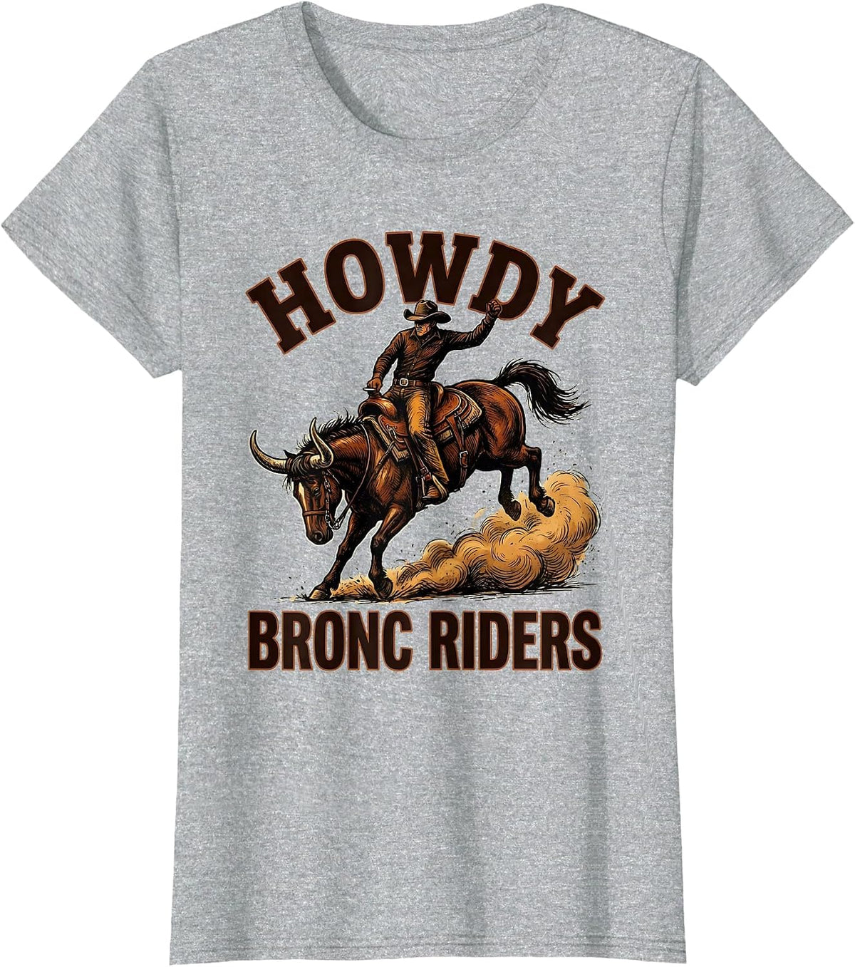 Howdy Bronc Riders Western Cowboy Rodeo Cowgirl Pride T-Shirt - Heather Grey