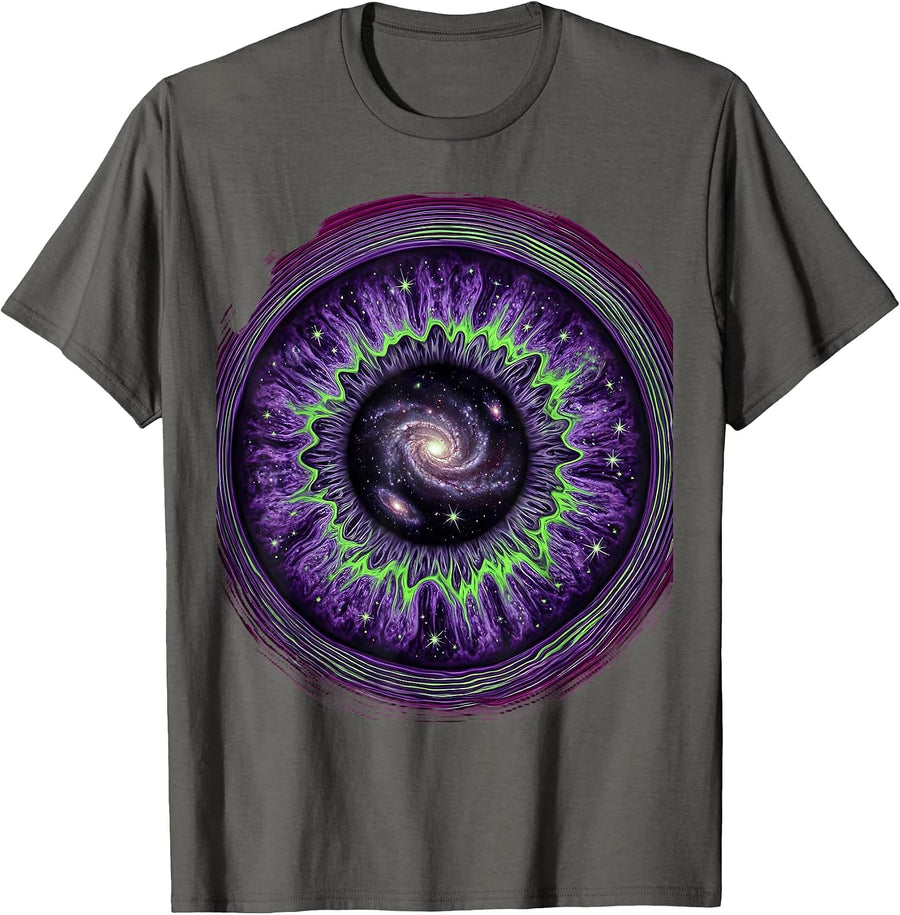 Eye Pupil Star Field Galaxy Space Universe Design T-Shirt - Asphalt Grey