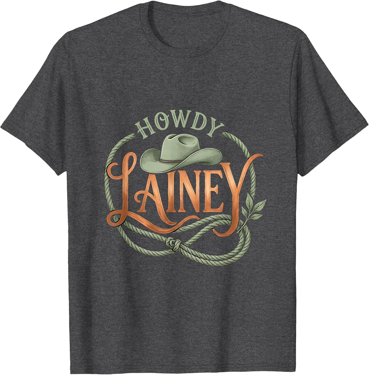 Men's Howdy Lainey Boho Typography Western Cowgirl Gift for Lainey T-Shirt - Dark Heather Grey