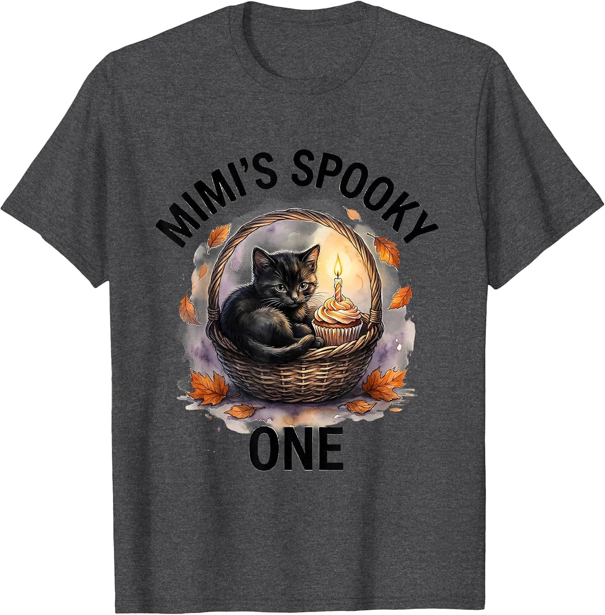 Men's Mimi's Spooky One Watercolor Halloween Birthday Baby First T-Shirt - Dark Heather Grey