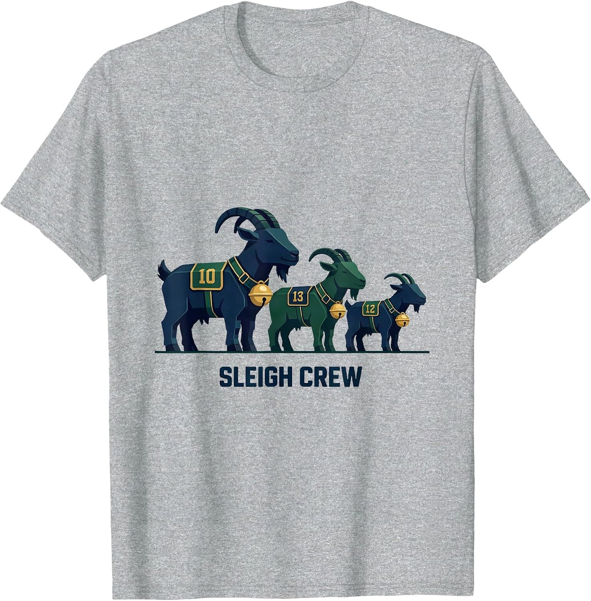 Men's Sleigh Crew Funny Goat Lover Christmas Farm Animal Humor T-Shirt - Heather Grey