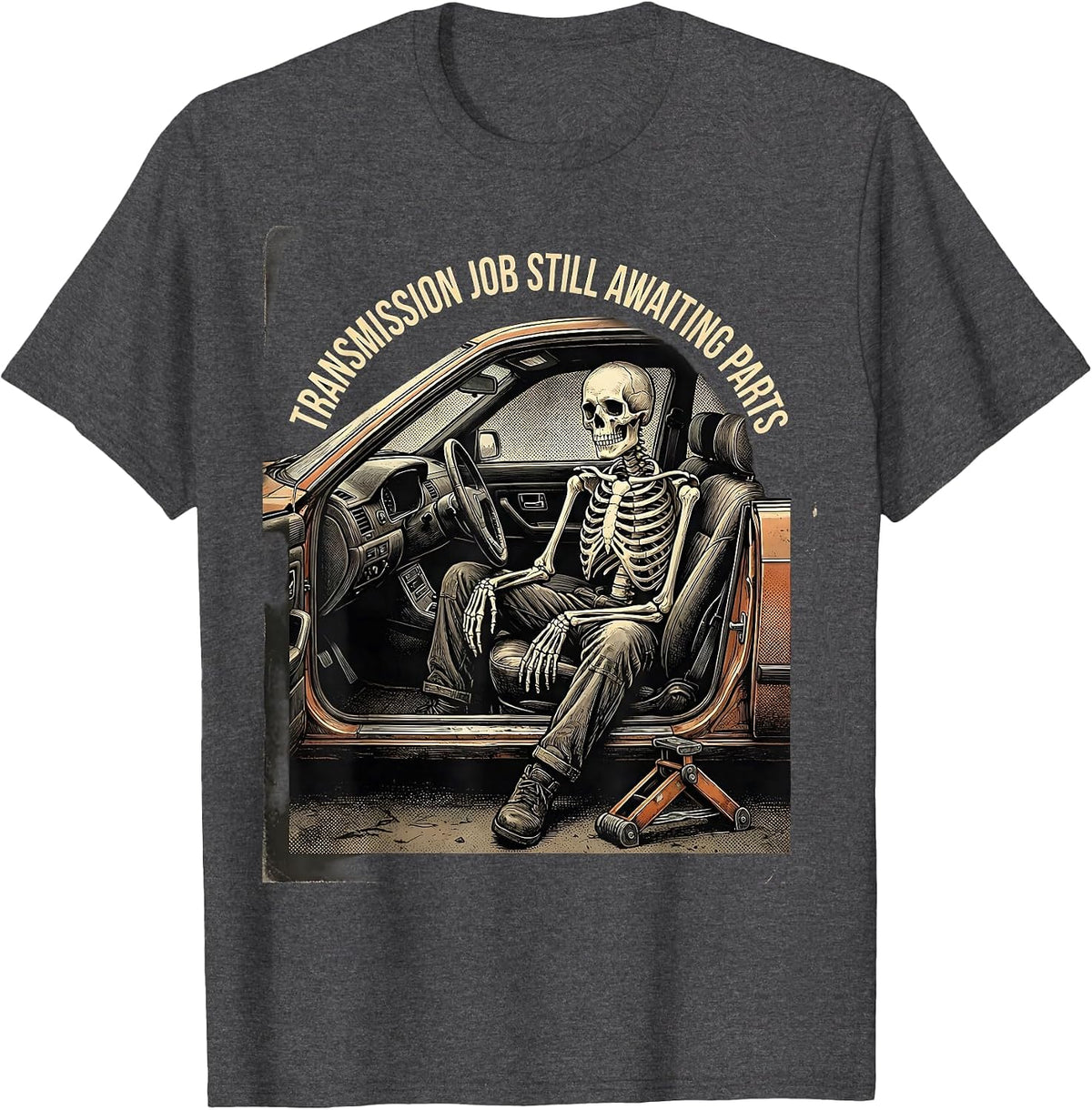 Men's Transmission Job Still Awaiting Parts Funny Mechanic T-Shirt - Dark Heather Grey