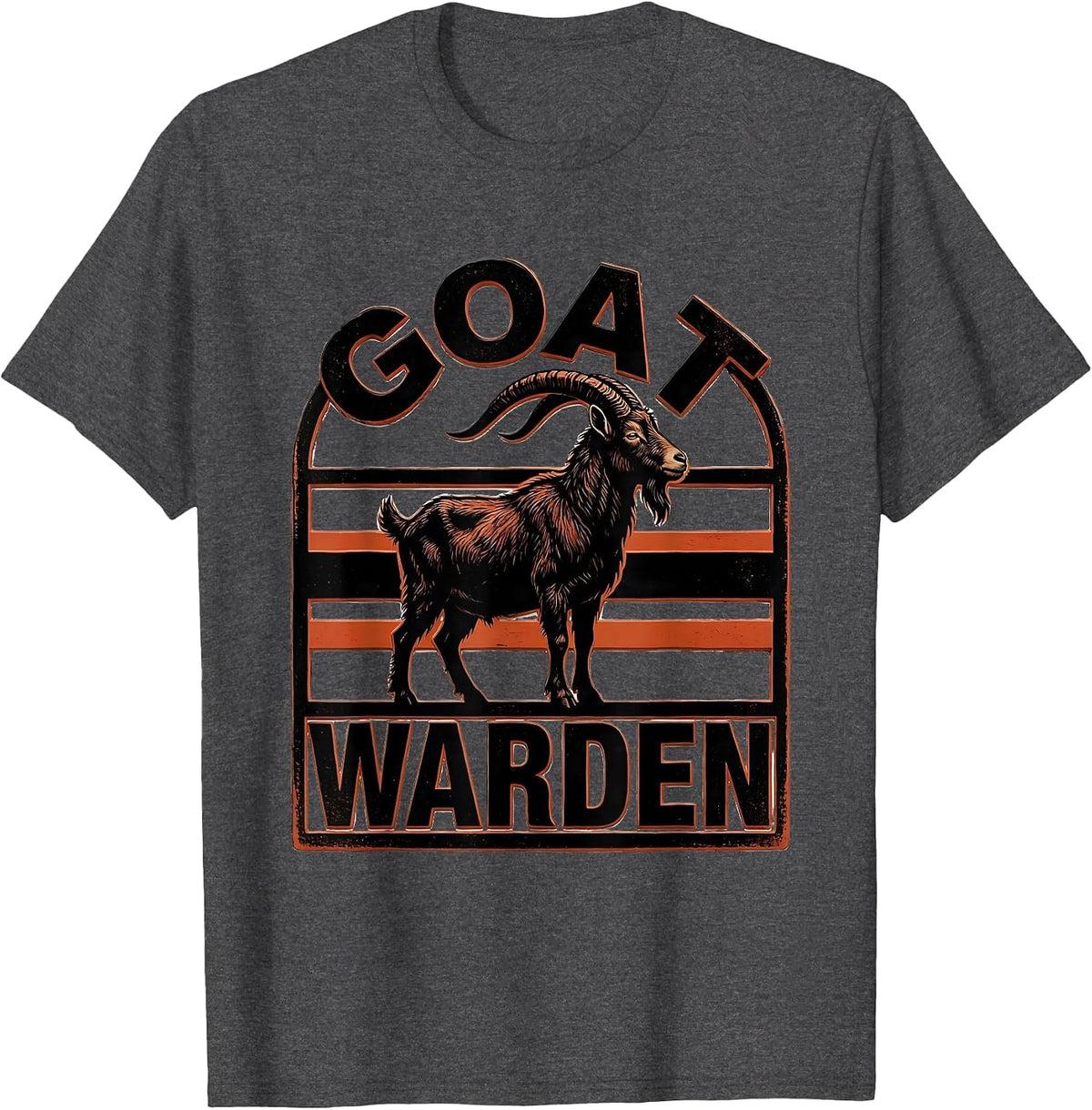 Men's Goat Warden Bold Goat Animal Badge Patch Line Art Icon T-Shirt - Dark Heather Grey