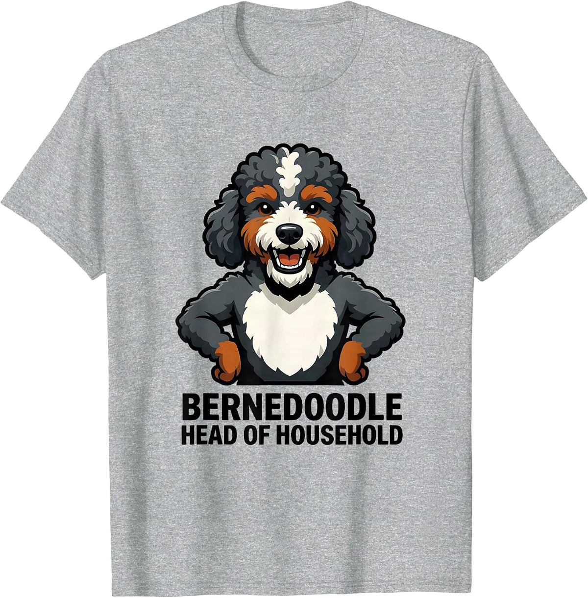 Men's Bernedoodle Head Of Household Funny Dog Lover Mascot T-Shirt - Heather Grey