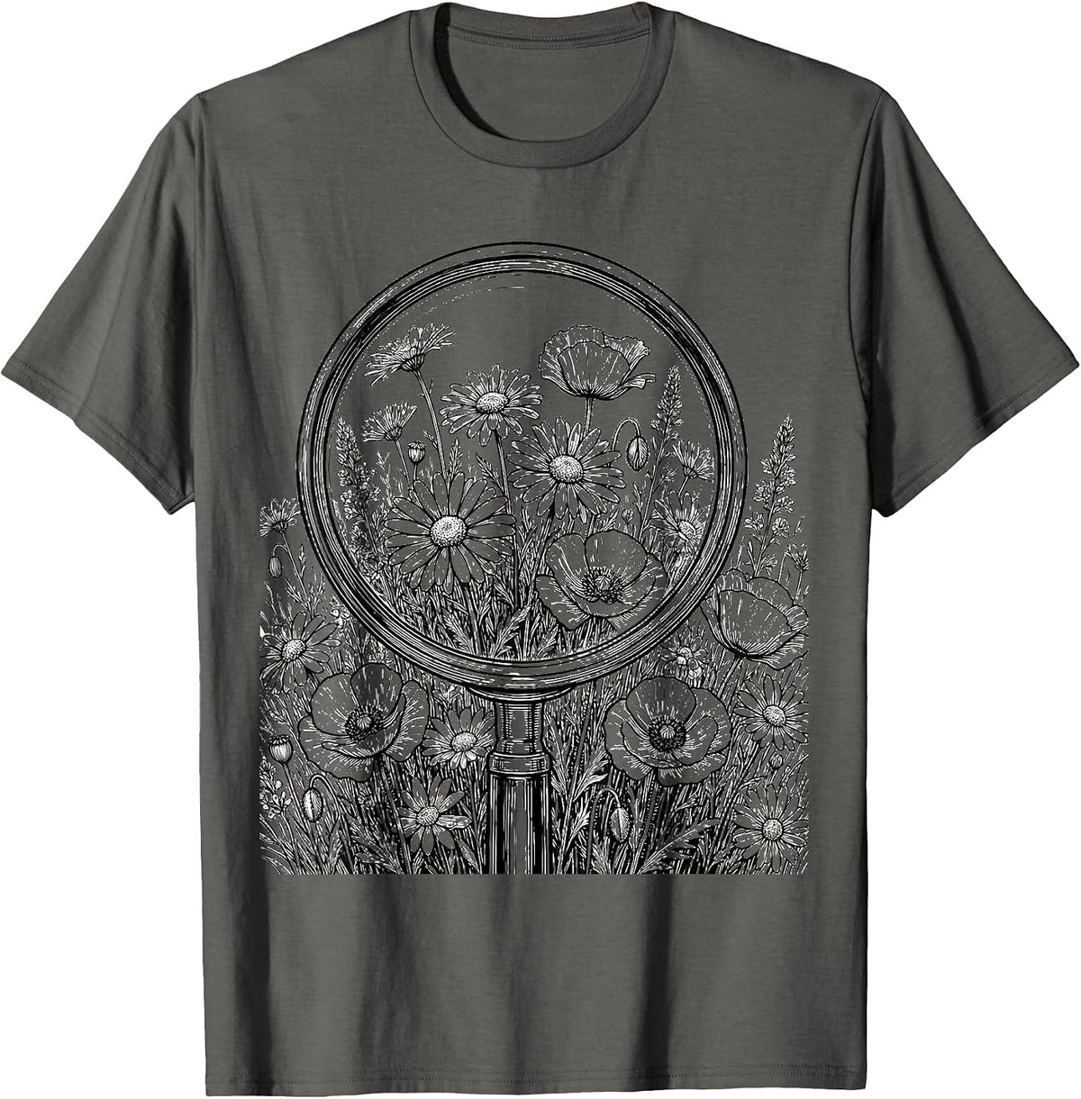 Men's School Counselor Wildflower Magnifying Glass T-Shirt - Asphalt Grey