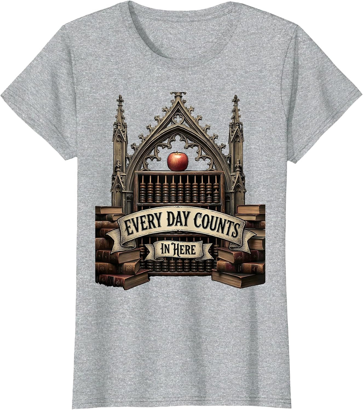 Every Day Counts In Here 2nd Grade Teacher Design T-Shirt - Heather Grey