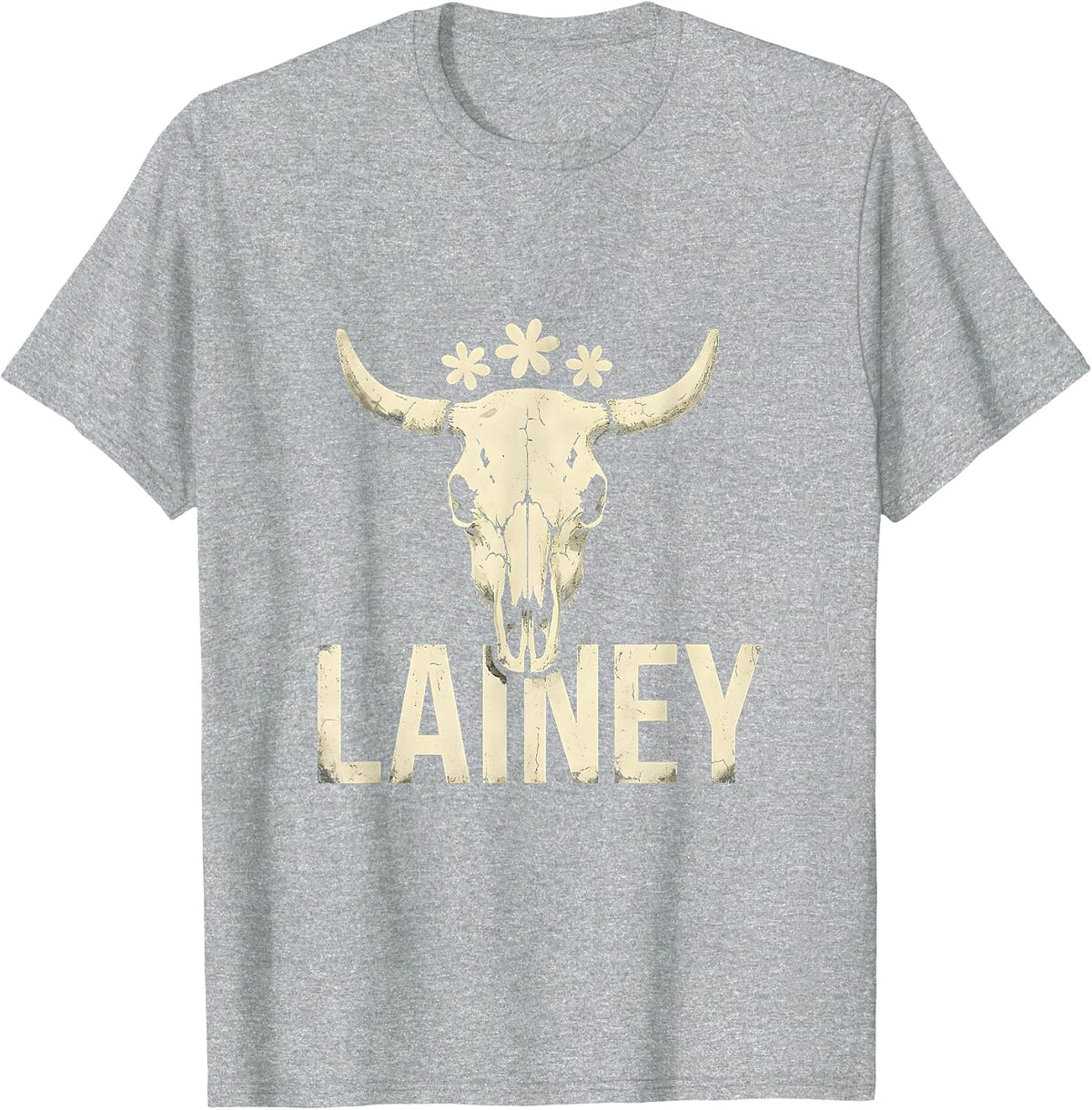 Men's Lainey Boho Western Cowgirl Personalized Name Gift T-Shirt - Heather Grey