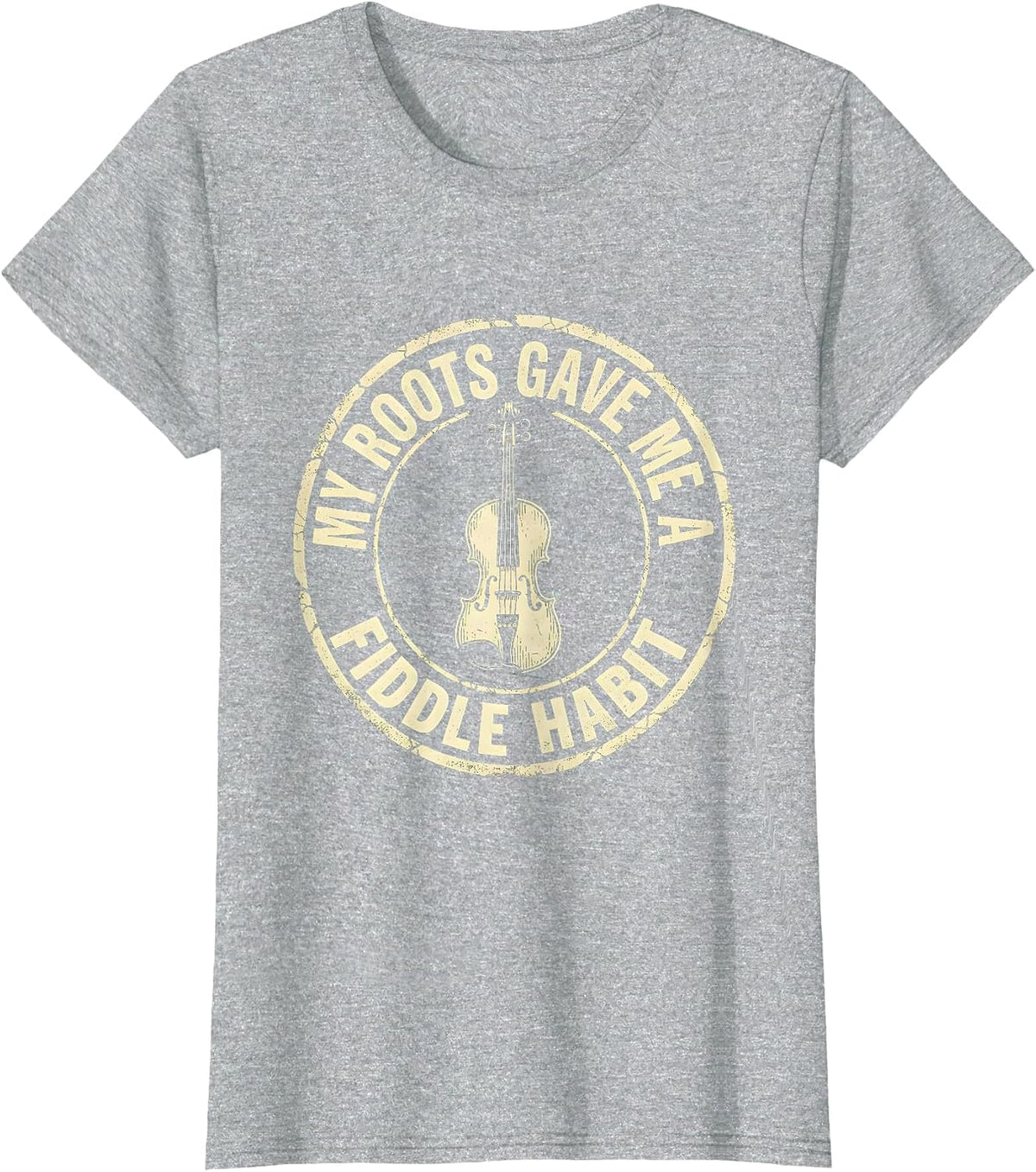 Women's My Roots Gave Me A Fiddle Habit Boho Western Country Music T-Shirt - Heather Grey