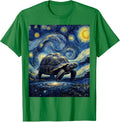Men's Domed Tortoise Cosmic Van Gogh Starry Night Animal Lover T-Shirt - Kelly Green