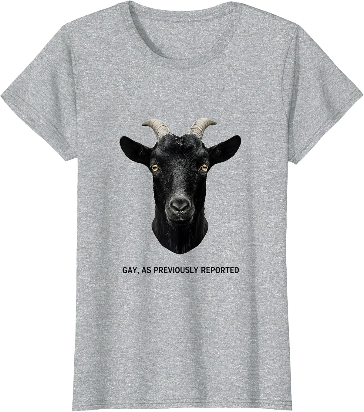 Gay As Previously Reported Funny Goat Meme Bootleg Humor T-Shirt - Heather Grey