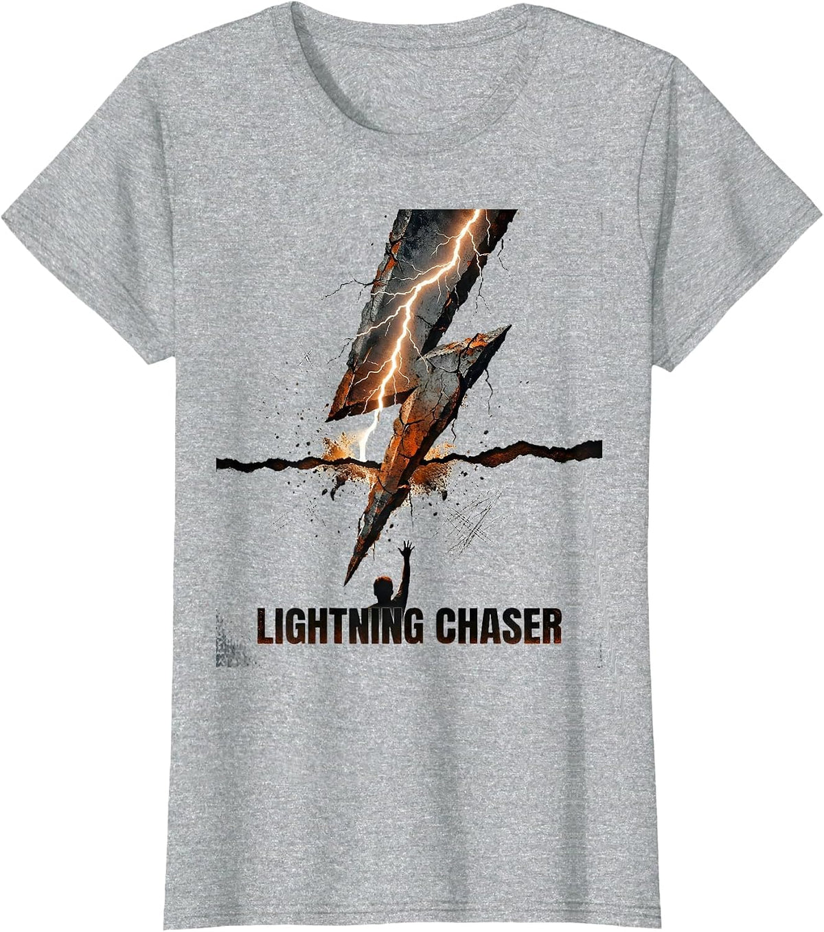 Lightning Chaser Distressed Weather Graphic Novelty T-Shirt - Heather Grey