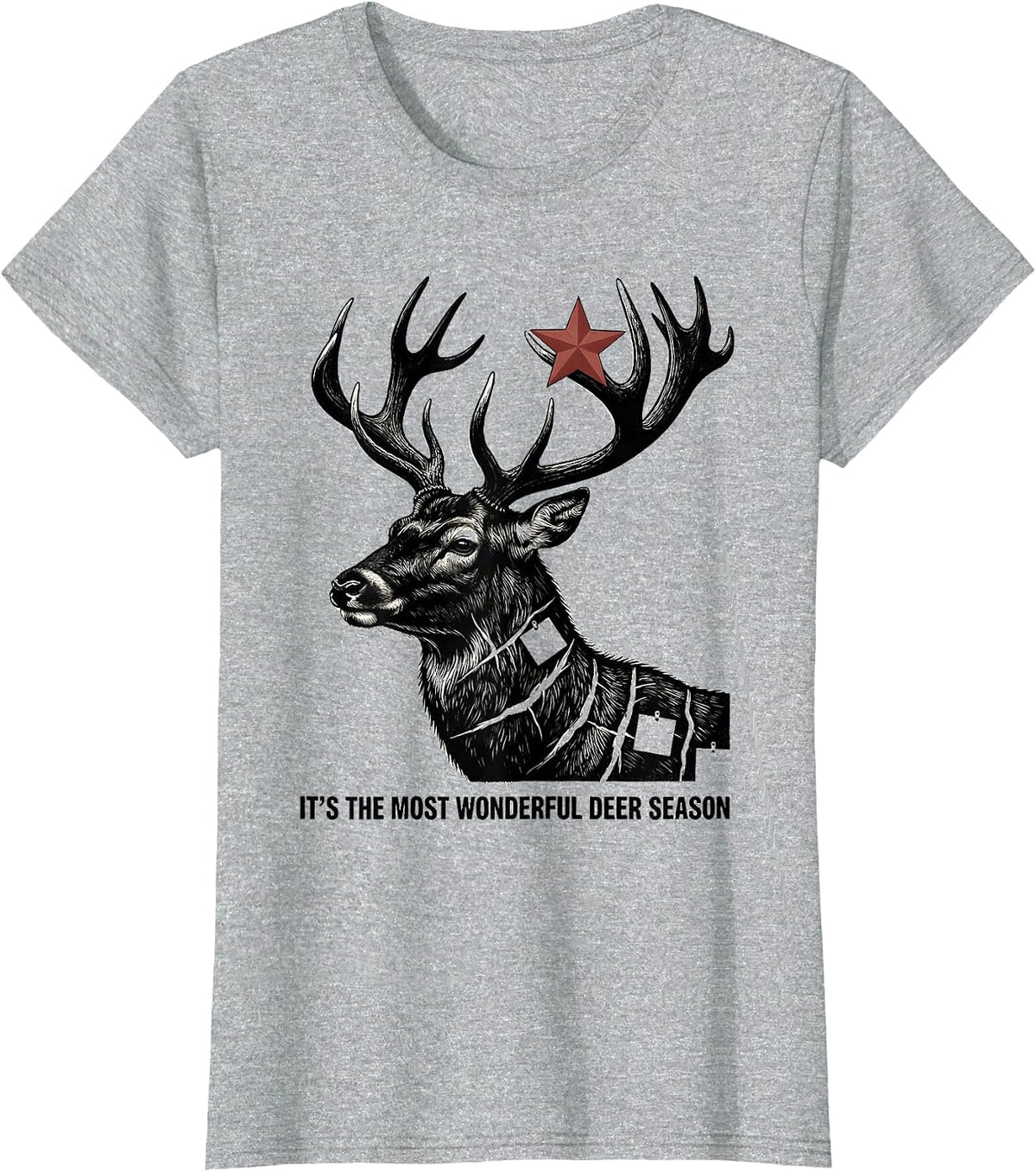 Women's It's the Most Wonderful Deer Season Funny Hunting Christmas T-Shirt - Heather Grey