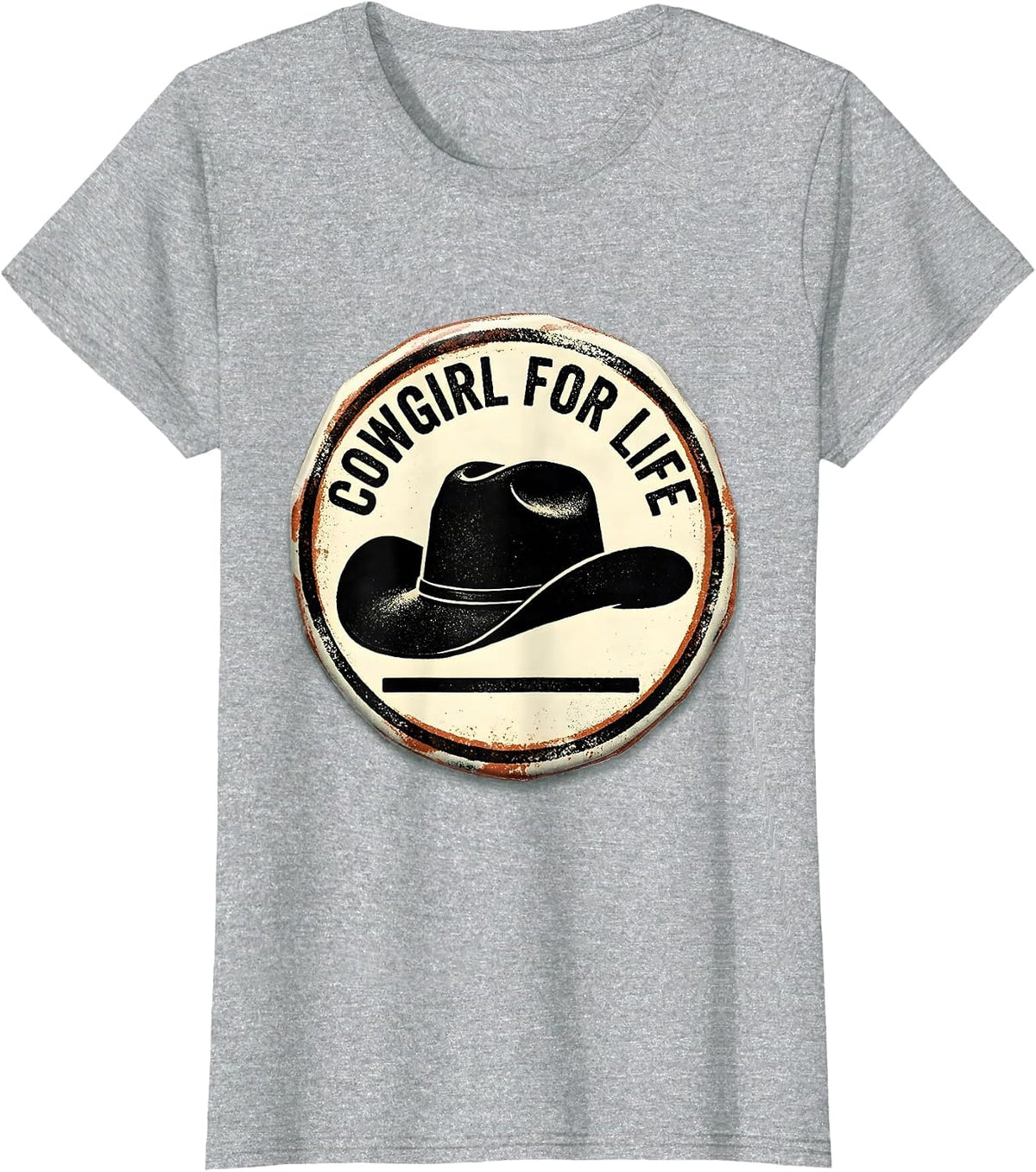 Cowgirl For Life Retro Western Rodeo Identity Pride T-Shirt - Heather Grey