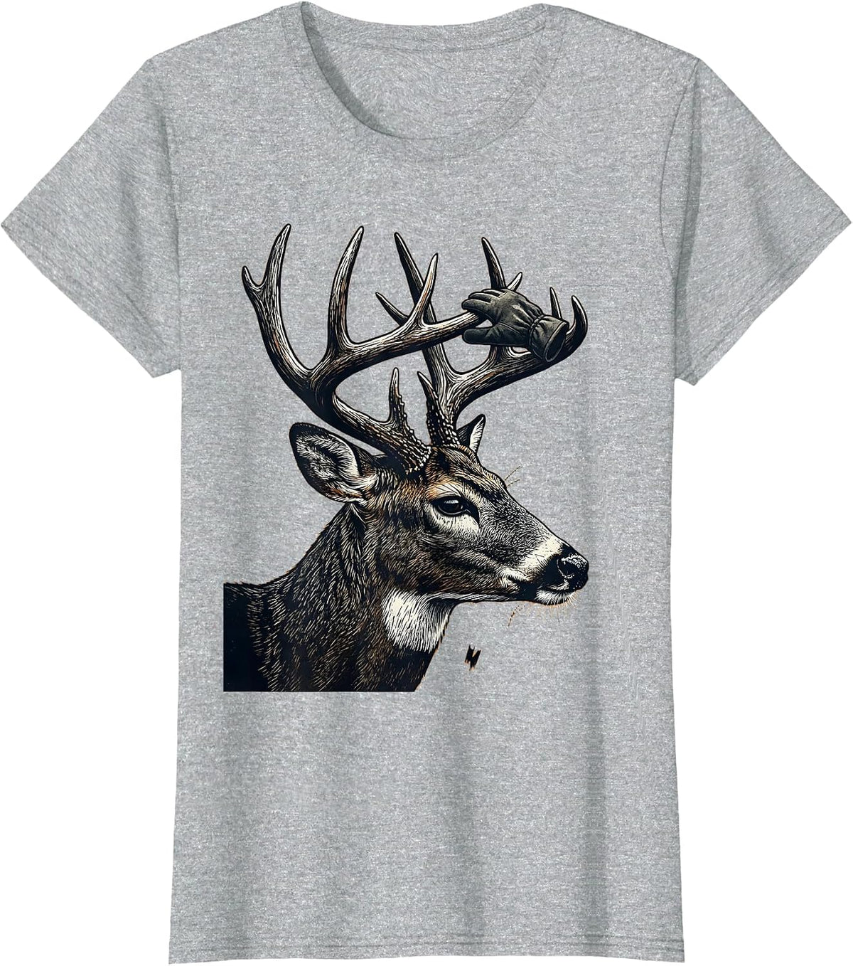 First Buck Youth Deer Season Linocut Hunting Dad T-Shirt - Heather Grey