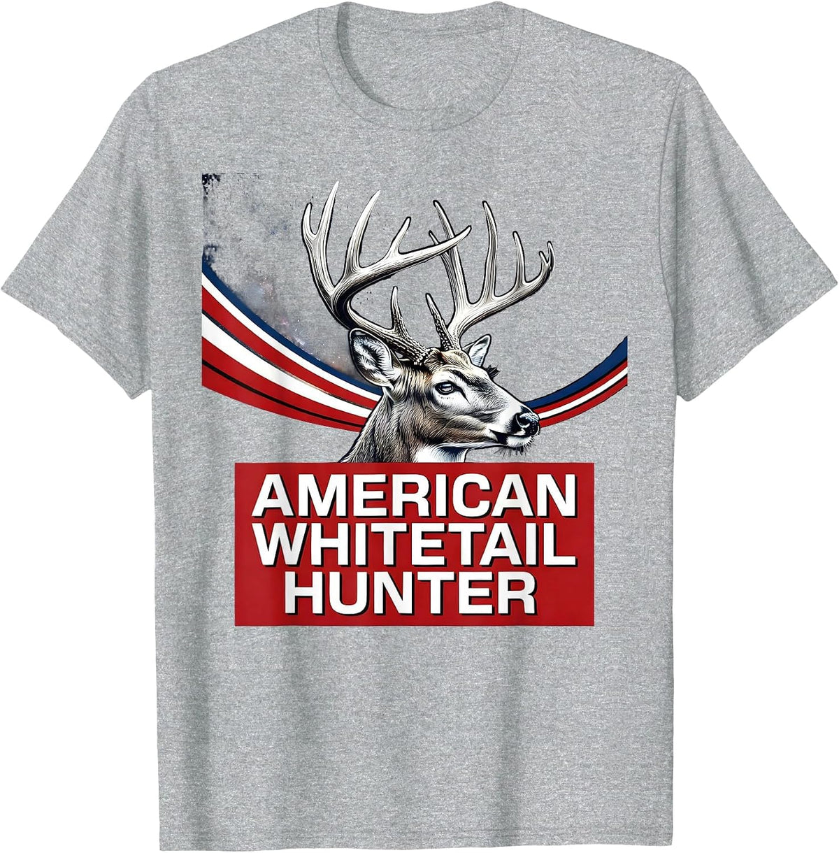 Men's American Whitetail Hunter Patriotic Deer Hunting Dad Humor T-Shirt - Heather Grey