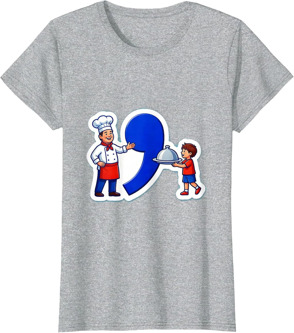 Women's Oversized Comma Grammar Teacher Sticker Humor T-Shirt - Heather Grey