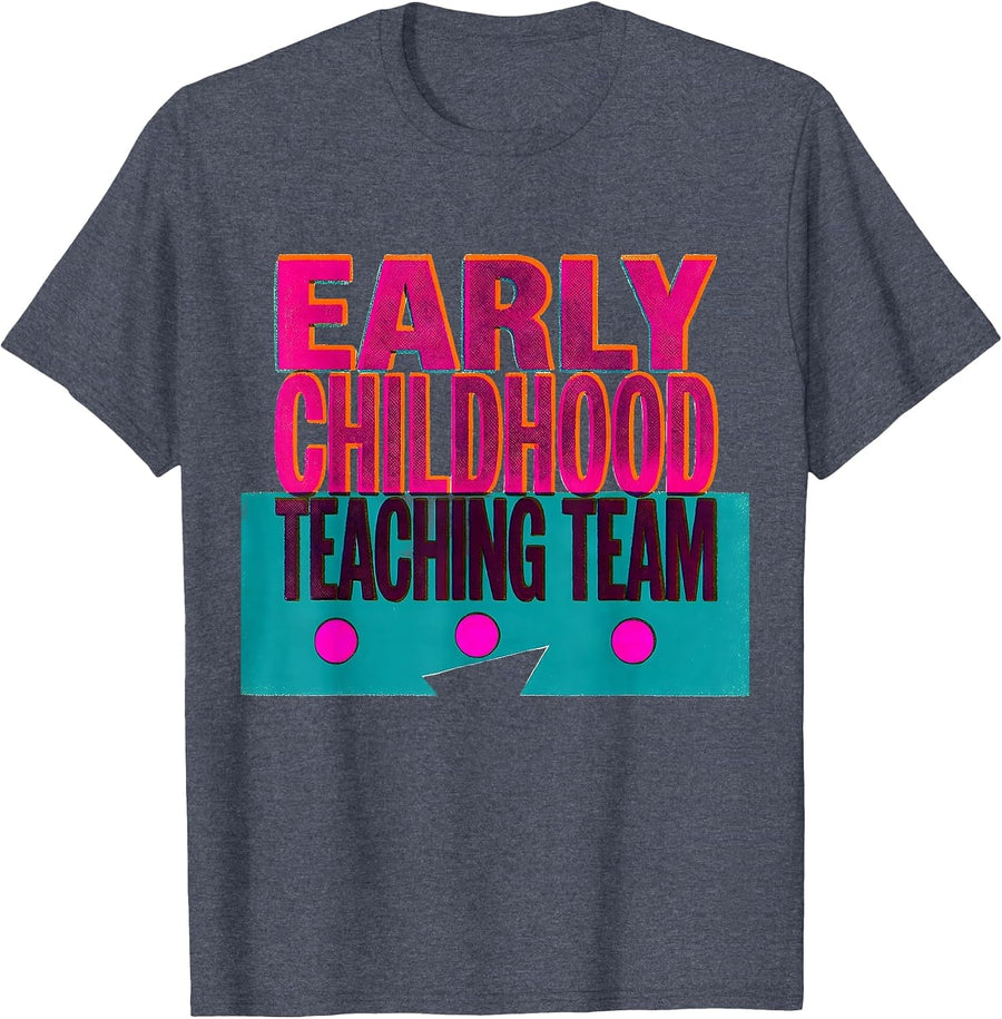 Early Childhood Teaching Team Risograph Preschool Teacher T-Shirt - Heather Blue