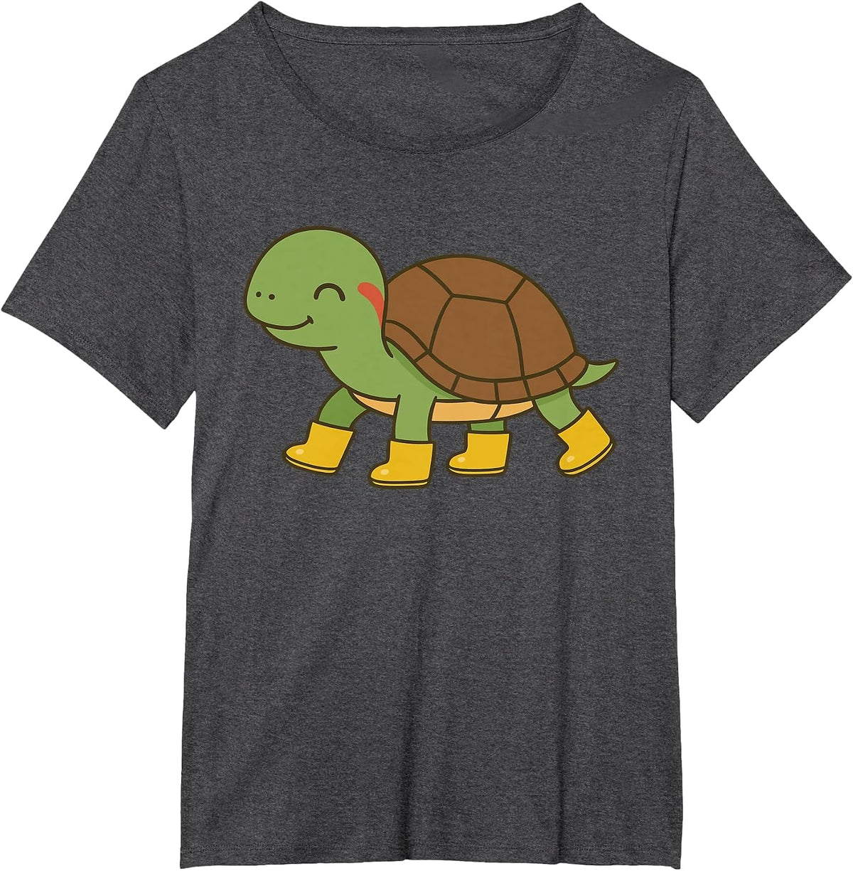 Cute Red Eared Slider Turtle in Rain Boots T-Shirt - Dark Heather Grey
