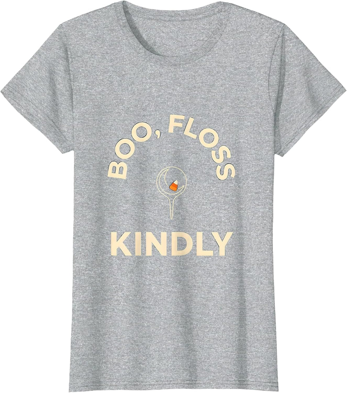 Boo Floss Kindly Minimalist Dental Humor Halloween Costume T-Shirt - Heather Grey